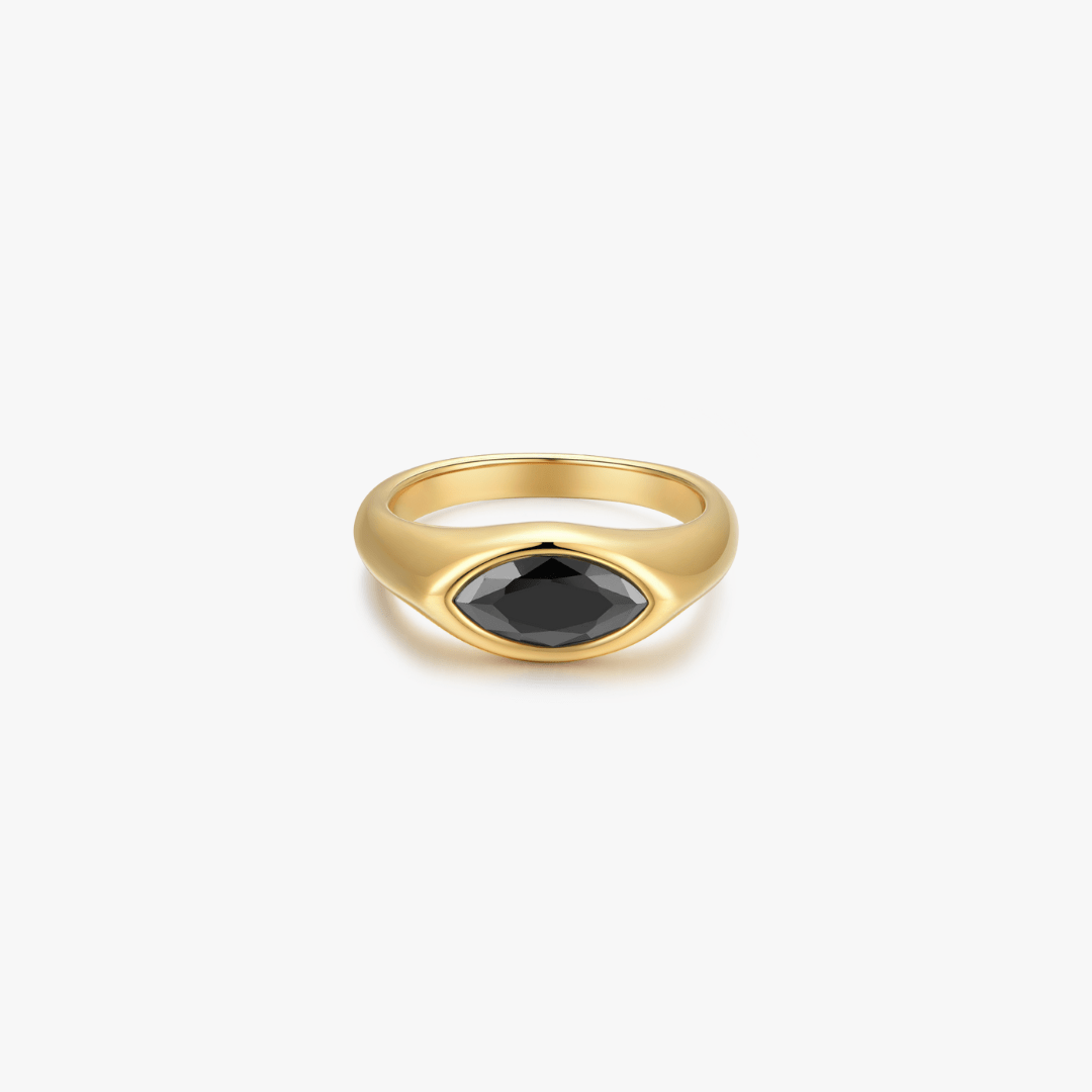 Black Gem Marquise Ring