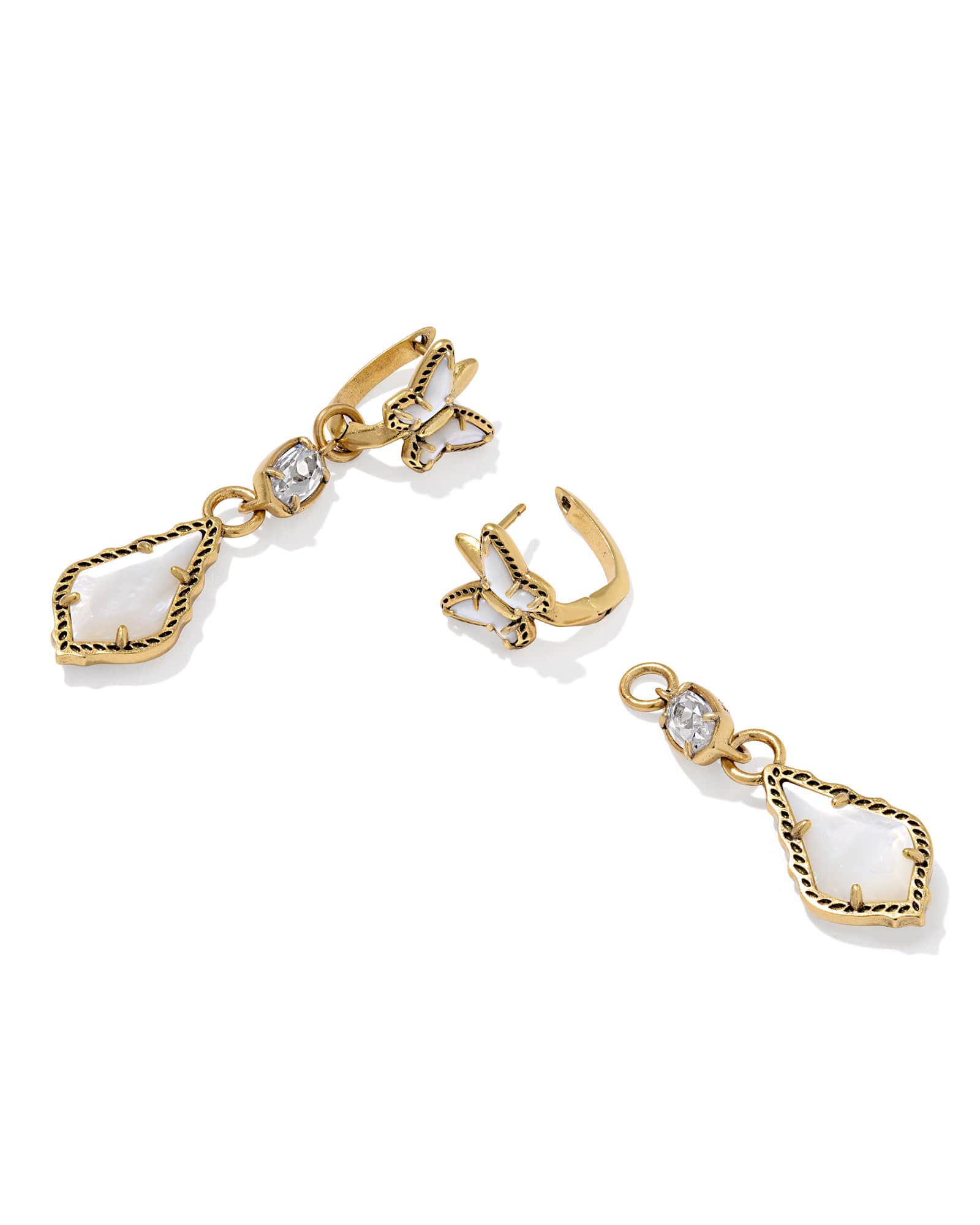 Dolly Parton x Kendra Scott Butterfly Vintage Silver Convertible Drop Earrings