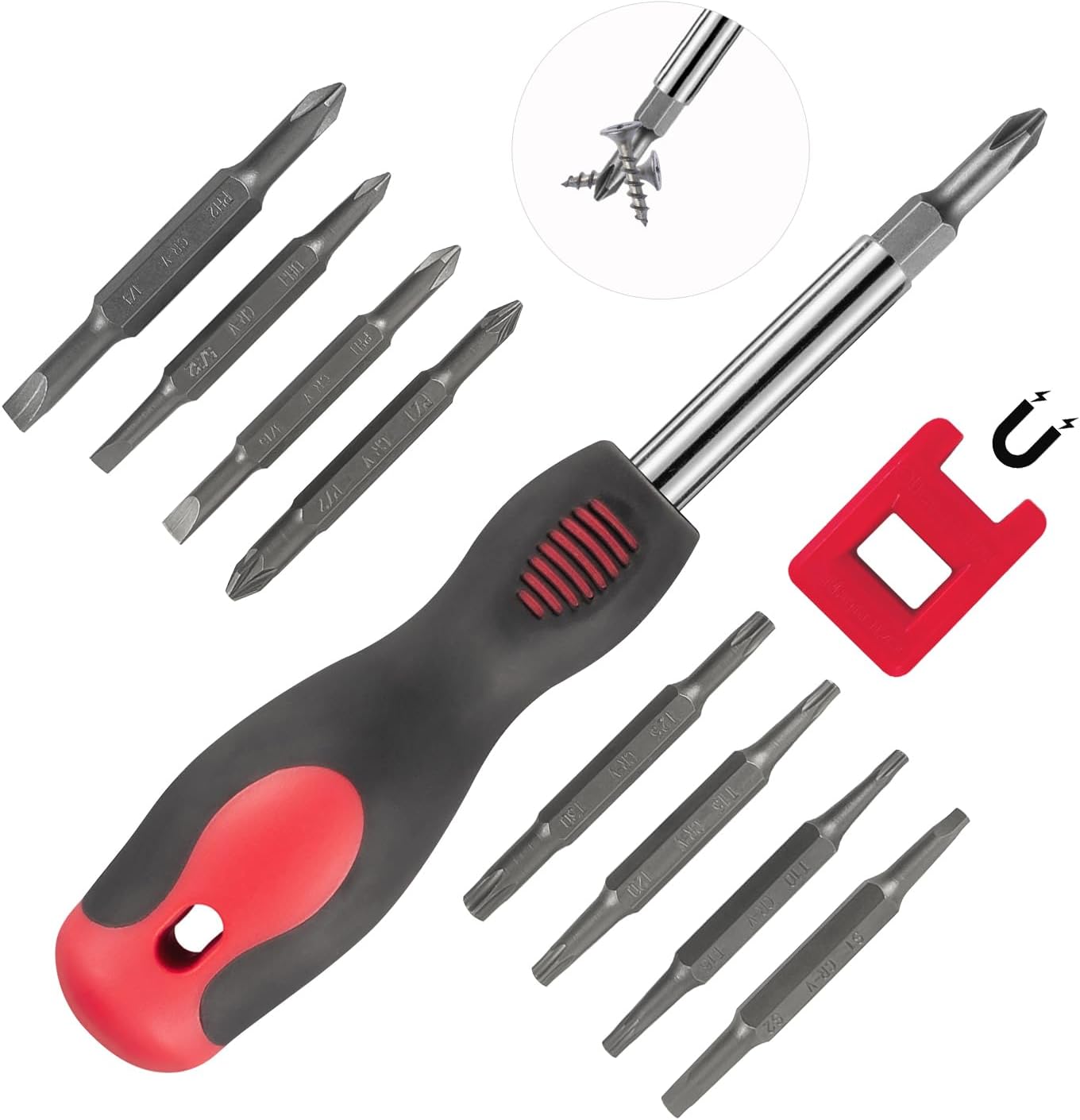 SUNHZMCKP 8 in 1 Screwdriver, Portable multi-purpose screwdriver set，High-Strength Bits, Phillips, Slotted, Torx，Suitable for outdoor and daily repair tools,Practical hand tools