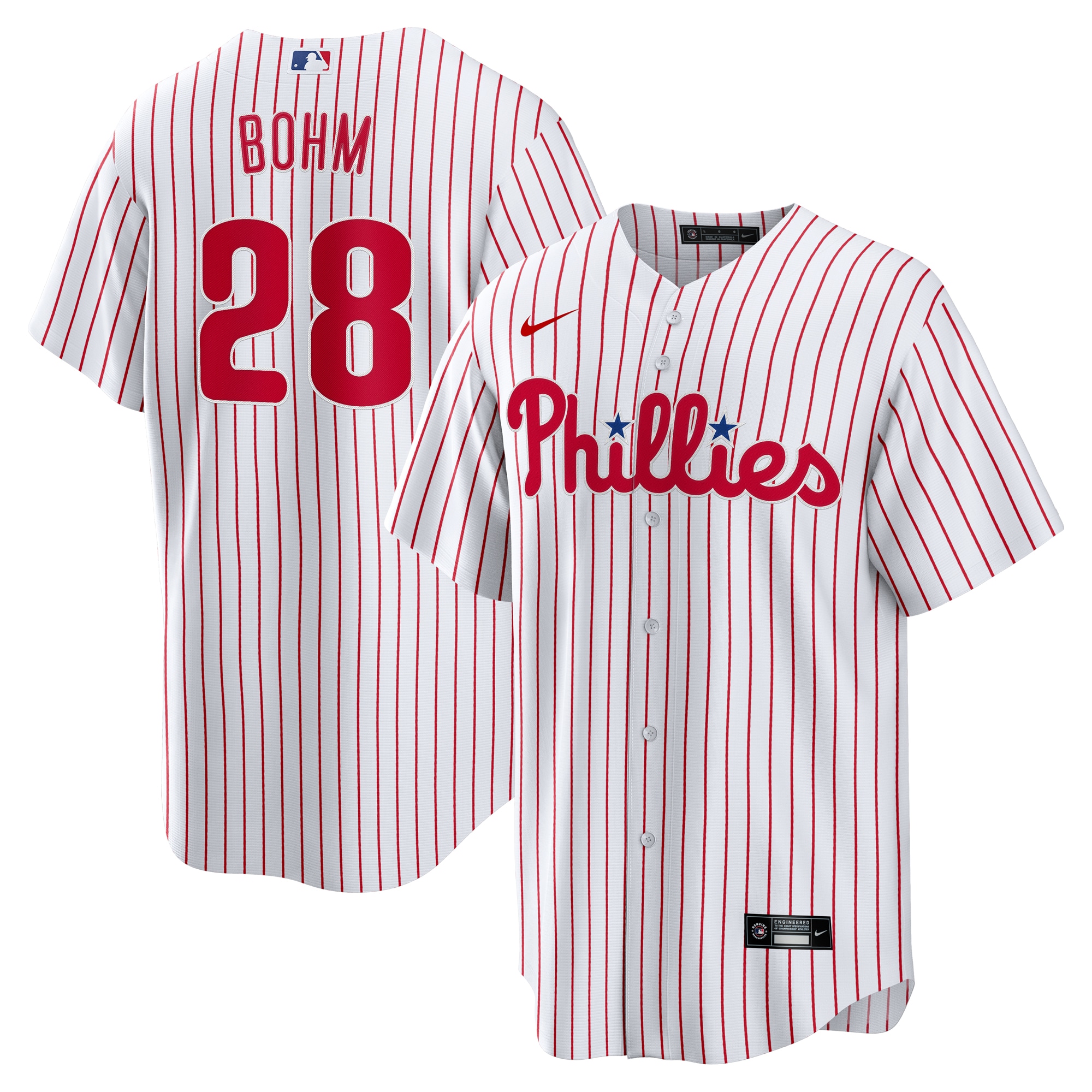 Men's Philadelphia Phillies Alec Bohm Nike White Home Replica Jersey