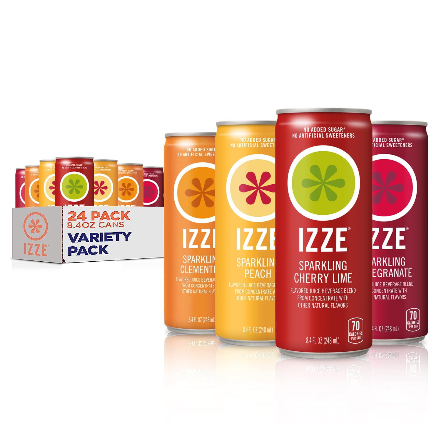 Izze Sparkling Juice, 4 Flavor Variety Pack, 8.4 Fl Oz (24 Count)