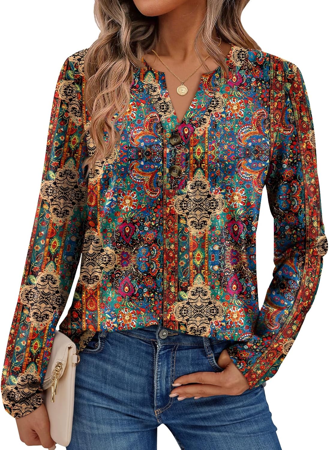 AUTOMET Women's Long Sleeve Shirts 2026 Spring Fashion Dressy Casual Tops Trendy Henley Blouses Cute Work Outfits Clothes