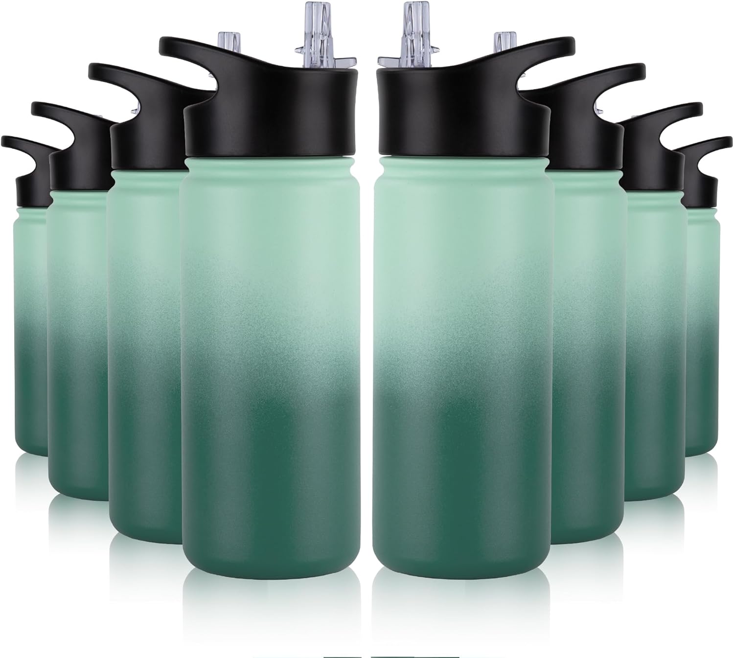 40 oz Insulated Water Bottle with Straw, Stainless Steel Sports Water Bottles with 2 Lids (Straw and Wide Mouth lid), Double Wall Vacuum, Leakproof, BPA-Free, Black