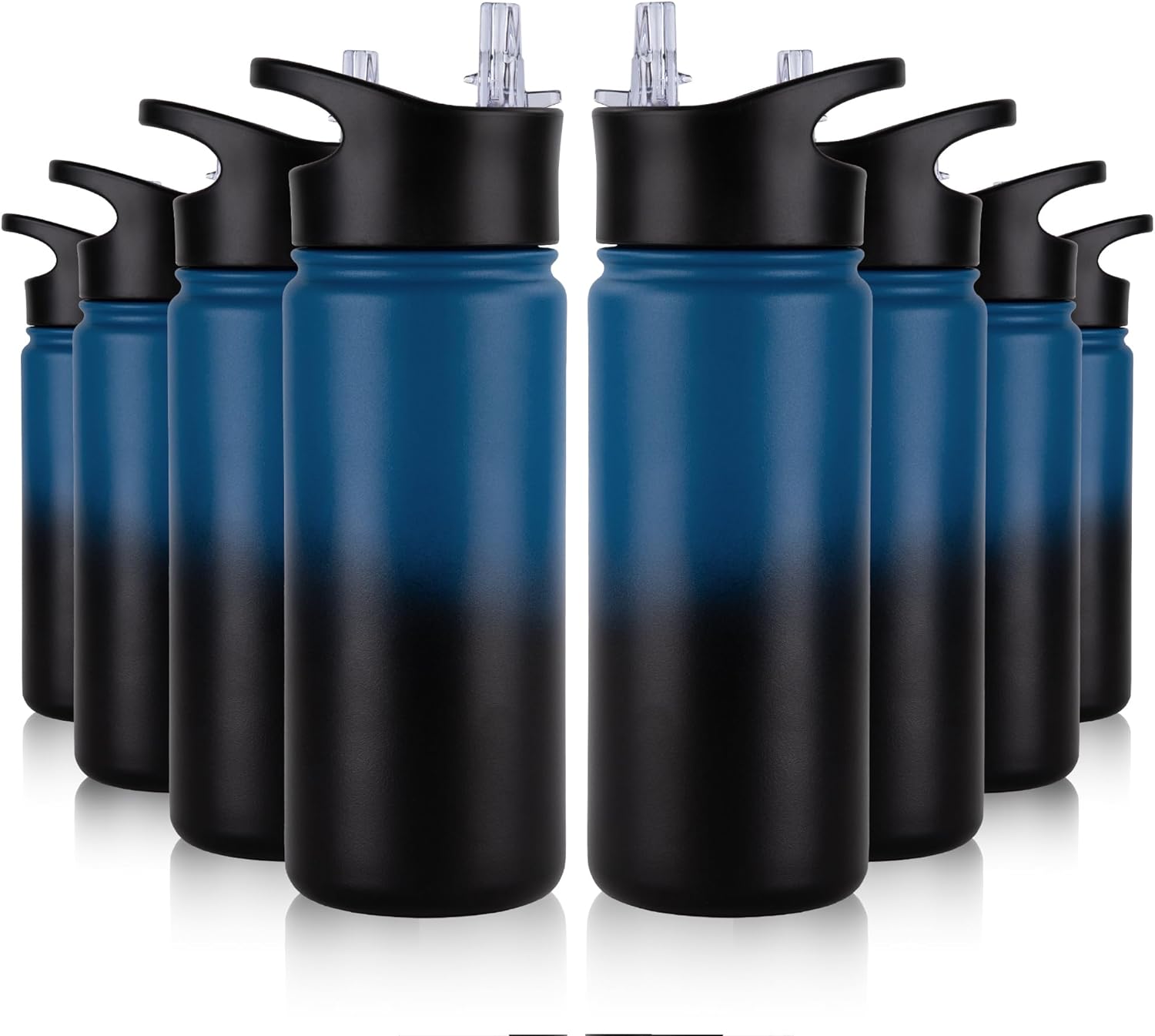 40 oz Insulated Water Bottle with Straw, Stainless Steel Sports Water Bottles with 2 Lids (Straw and Wide Mouth lid), Double Wall Vacuum, Leakproof, BPA-Free, Black