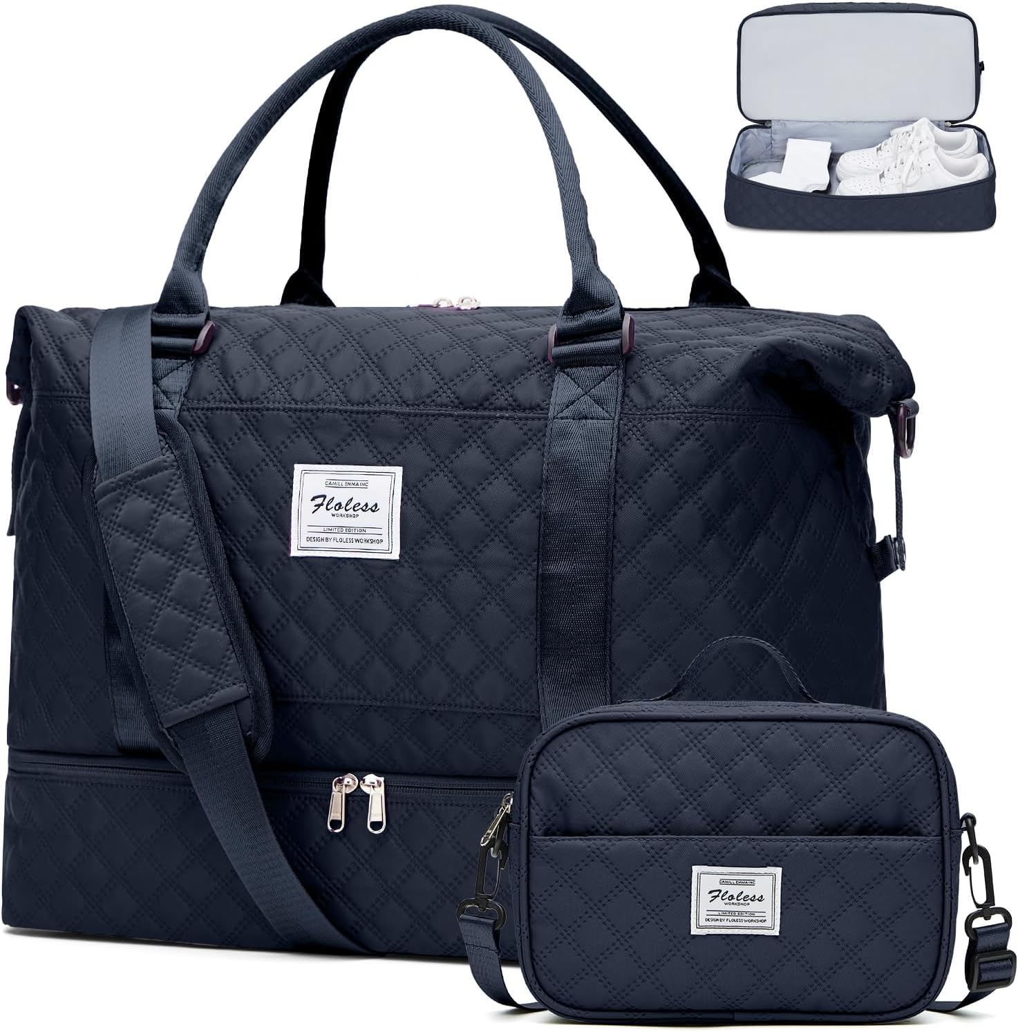Weekender Bags for Women,Personal Item Travel Bag with Shoes Compartment,Overnight Travel Duffel Bag with Toiletry Bag