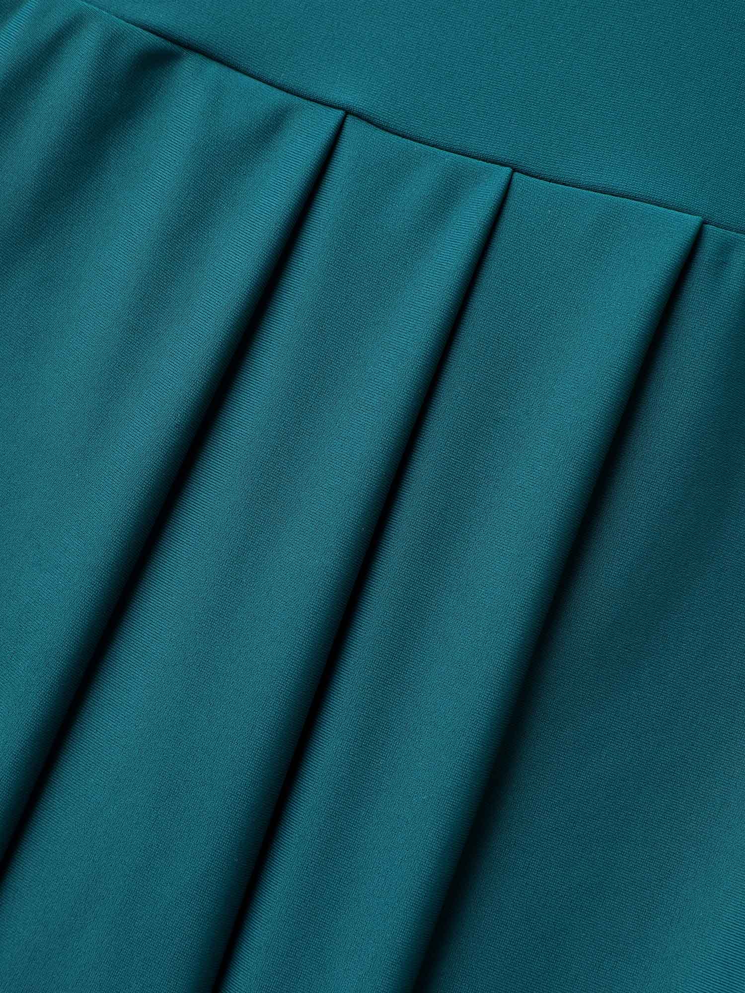 Belted Lotus Leaf Sleeve Swim Dress