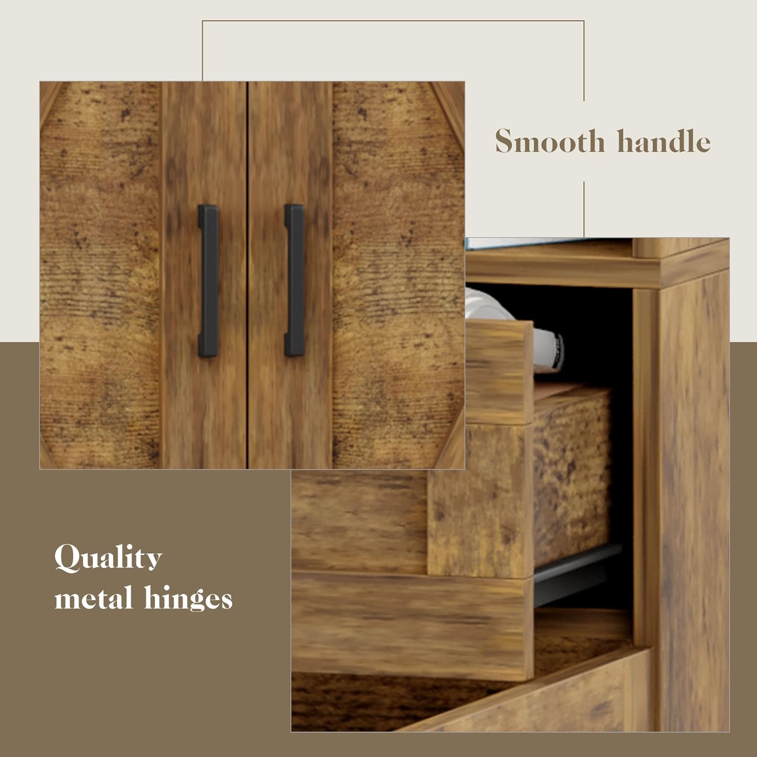 71“ Kitchen Pantry Storage Cabinet, Kitchen Hutch with Microwave Stand and Adjustable Shelves Freestanding Cupboard for Dining Living Room, Brown