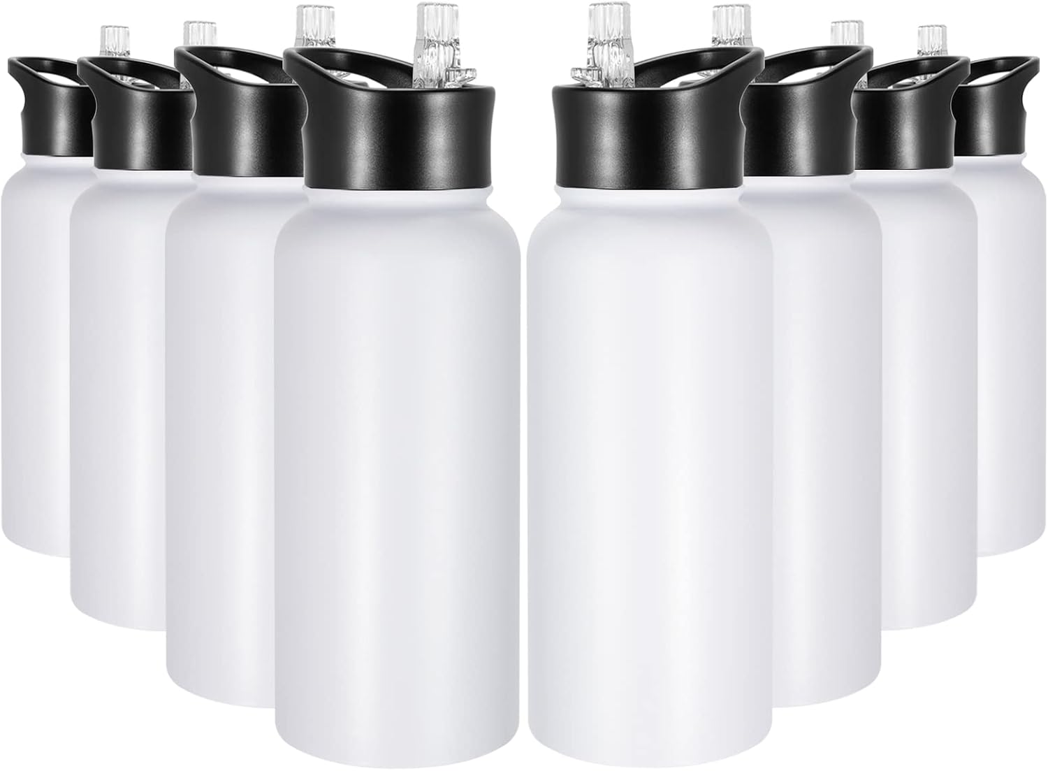 40 oz Insulated Water Bottle with Straw, Stainless Steel Sports Water Bottles with 2 Lids (Straw and Wide Mouth lid), Double Wall Vacuum, Leakproof, BPA-Free, Black