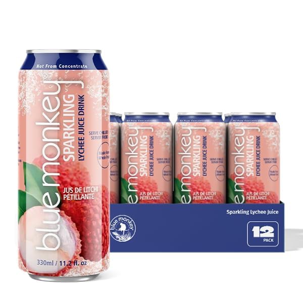 Blue Monkey Sparkling Passion Fruit Juice - Real Fruit Juice, No Sugar Added, All Natural, Lightly Carbonated, Halal Certified - Refreshing Tropical Sparkling Water Alternative - 11.2oz (330ml) 12 Pack