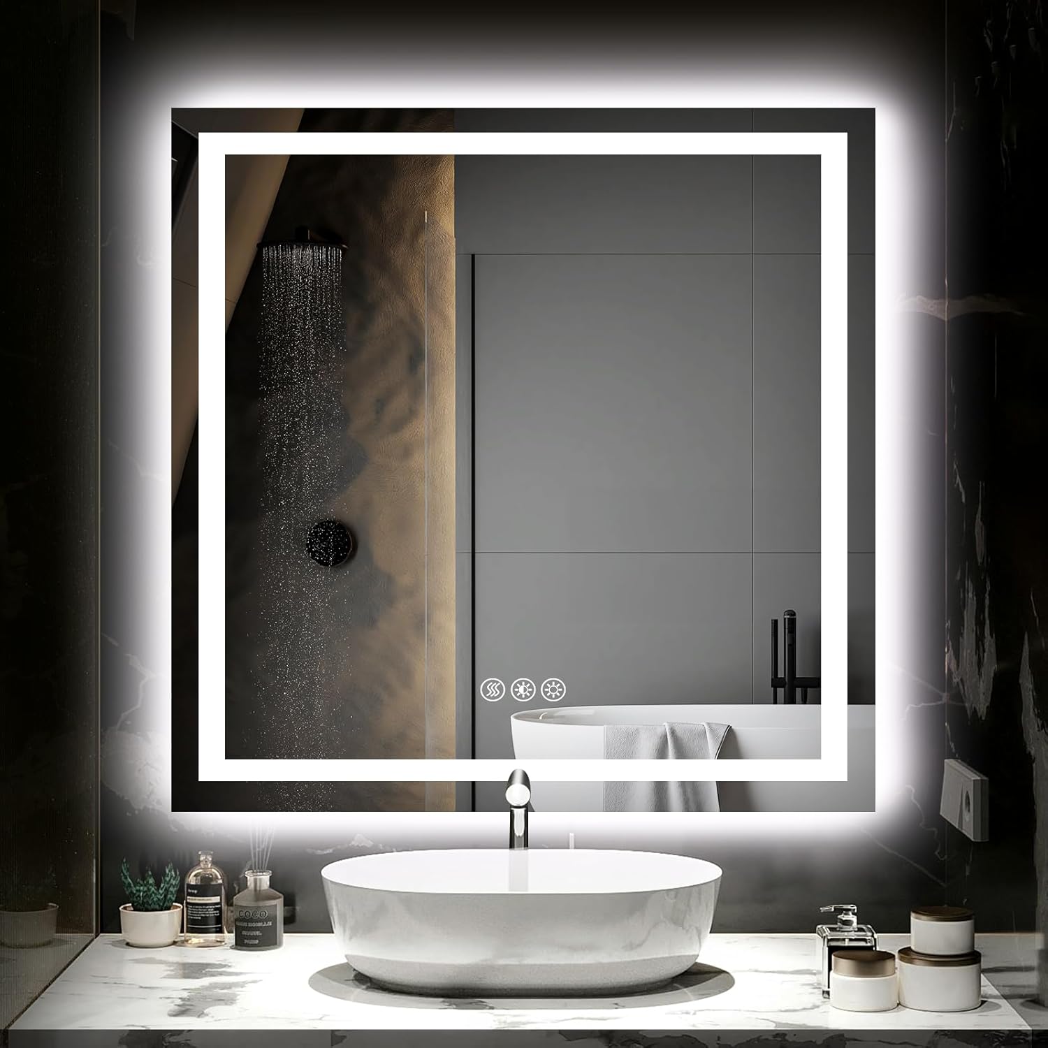 40X32 LED Bathroom Mirror with Lights, Anti-Fog, Dimmable, Backlit + Front Lit, Smart Bathroom Vanity Mirror, Memory Function, Shatterproof, Tempered Glass (Horizontal/Vertical)