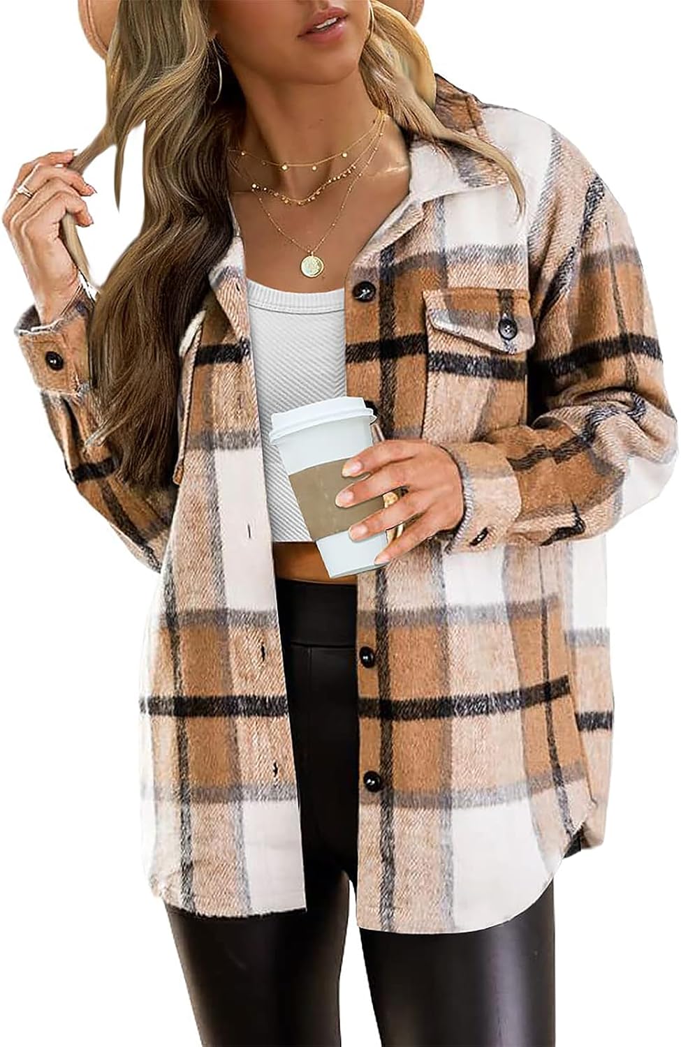AUTOMET Shackets for Women Plaid Flannel Shirts Fall Winter Jackets Cute Tops Trendy Western Cowgirl Outfits Teen Girls Coats