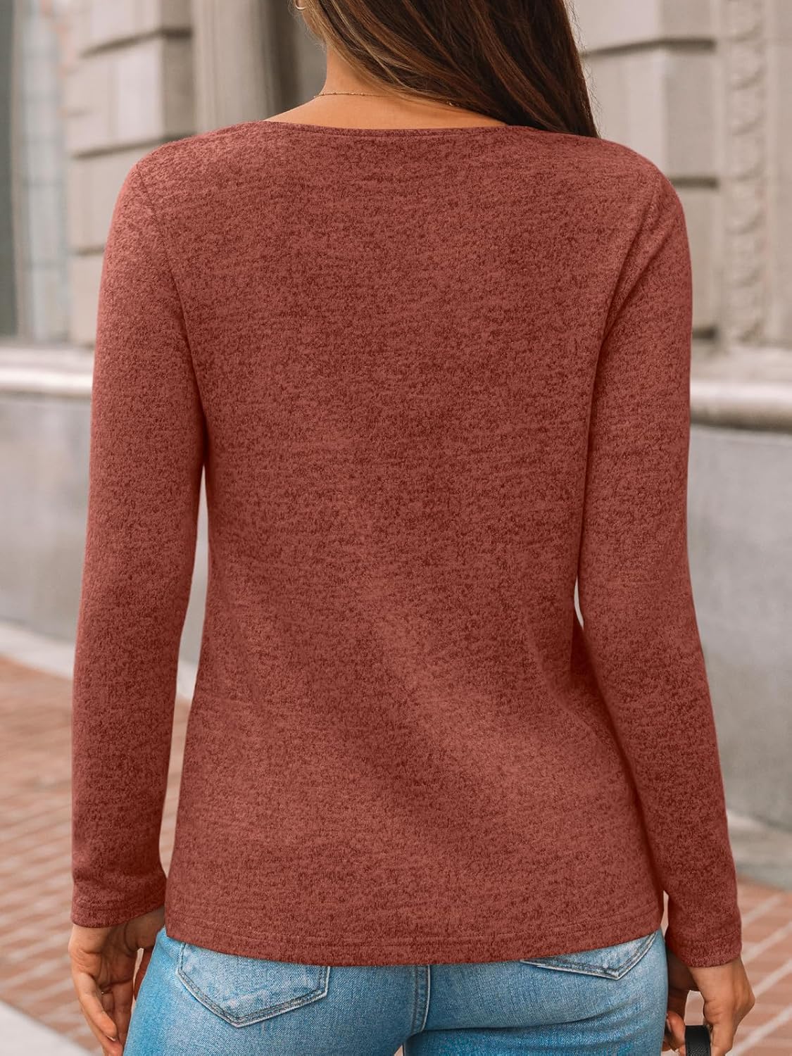 AUTOMET Womens Long Sleeve Tunic Top V Neck Button Shirts 2026 Dressy Casual Business Blouses