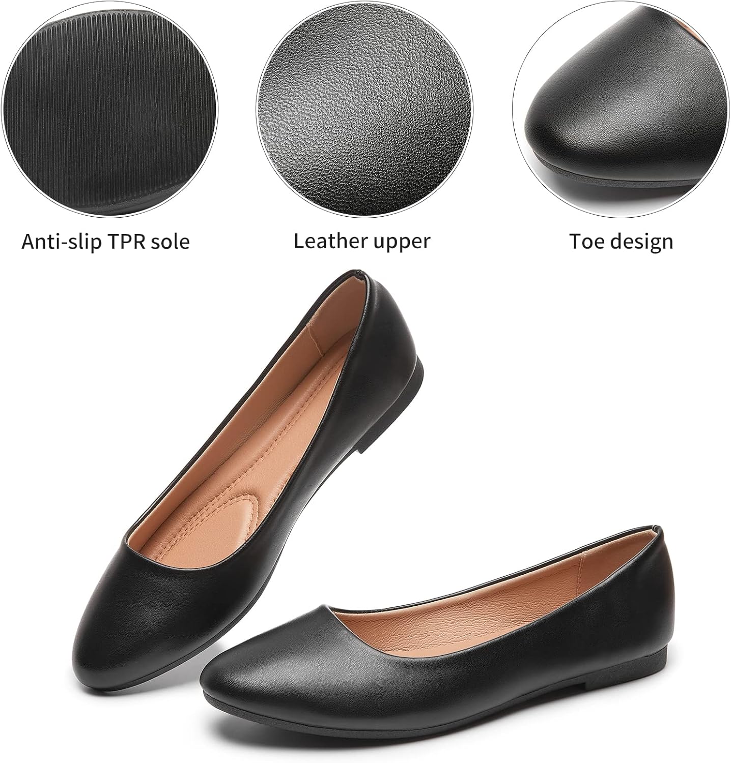 Hash Bubbie Women's Flats Shoes Ballet Flats Dress Shoes Comfortable PU Leather Slip on Shoes for Women