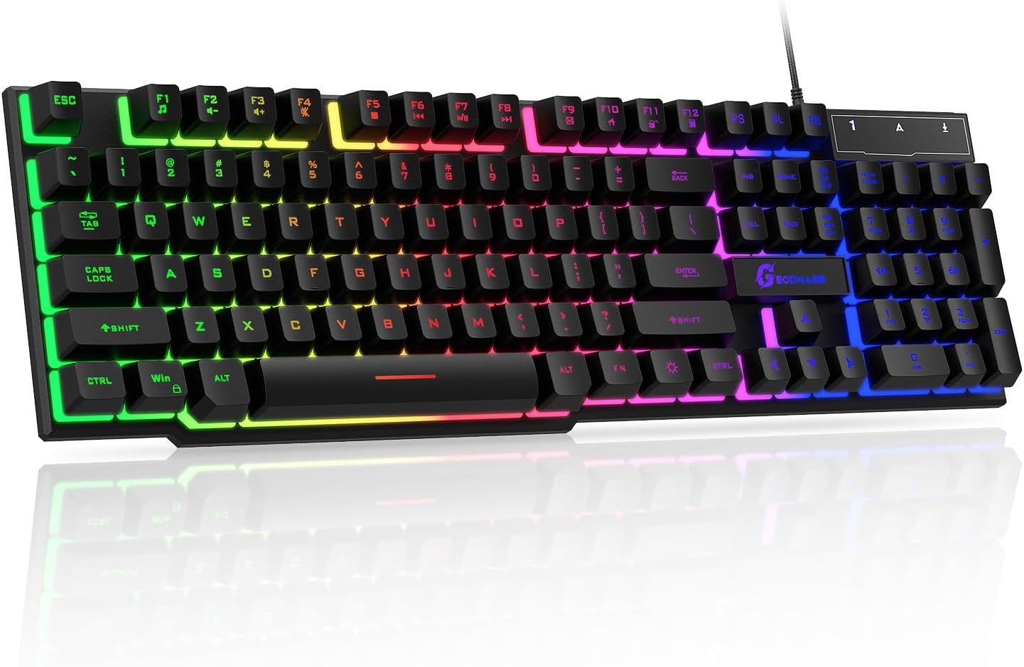 104 Keys Gaming Keyboard, Full Size LED Backlit Wired Keyboard with Multimedia Keys, Anti-Ghosting, Spill-Resistant Membrane Gaming Keyboard for PC Laptop