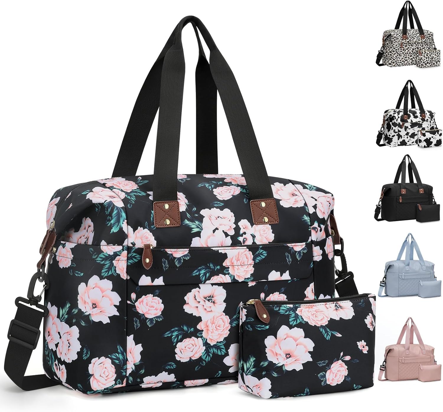 Travel Duffle Bag, Waterproof Weekender Overnight Hospital Bags for Women Men with Toiletry Bag Lightweight Carry on Personal Item Duffle Gym Bag for Travel, Airplanes, Sports