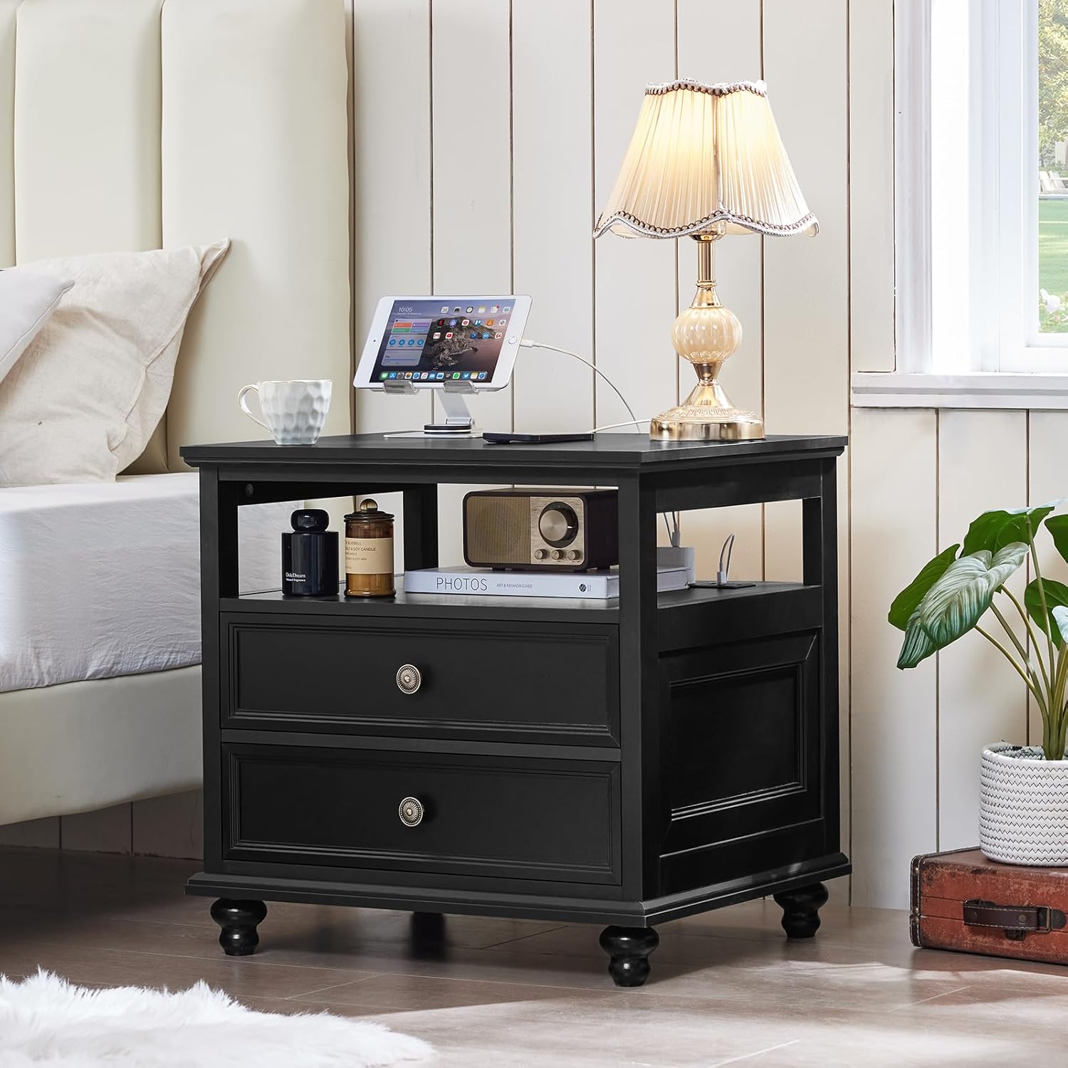 Farmhouse Nightstand with Charging Station, 24