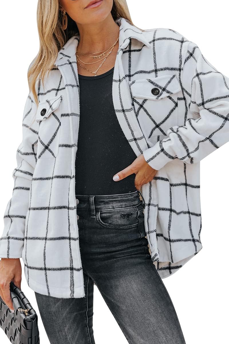 AUTOMET Shackets for Women Plaid Flannel Shirts Fall Winter Jackets Cute Tops Trendy Western Cowgirl Outfits Teen Girls Coats
