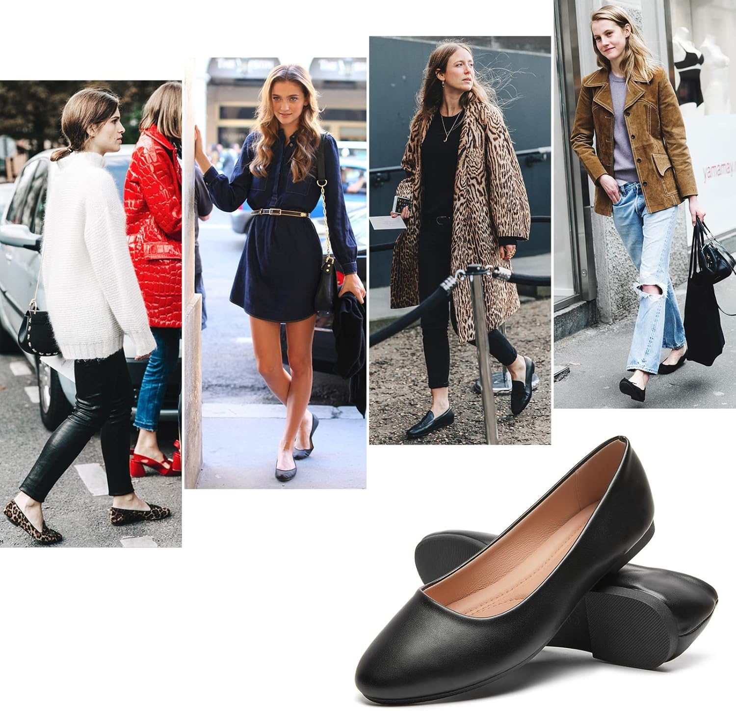 Hash Bubbie Women's Flats Shoes Ballet Flats Dress Shoes Comfortable PU Leather Slip on Shoes for Women