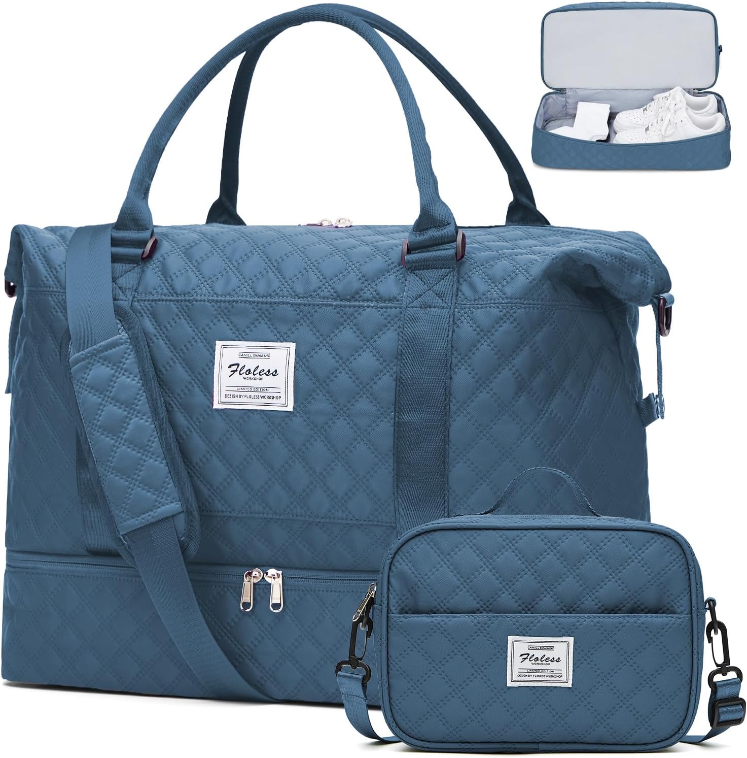 Weekender Bags for Women,Personal Item Travel Bag with Shoes Compartment,Overnight Travel Duffel Bag with Toiletry Bag