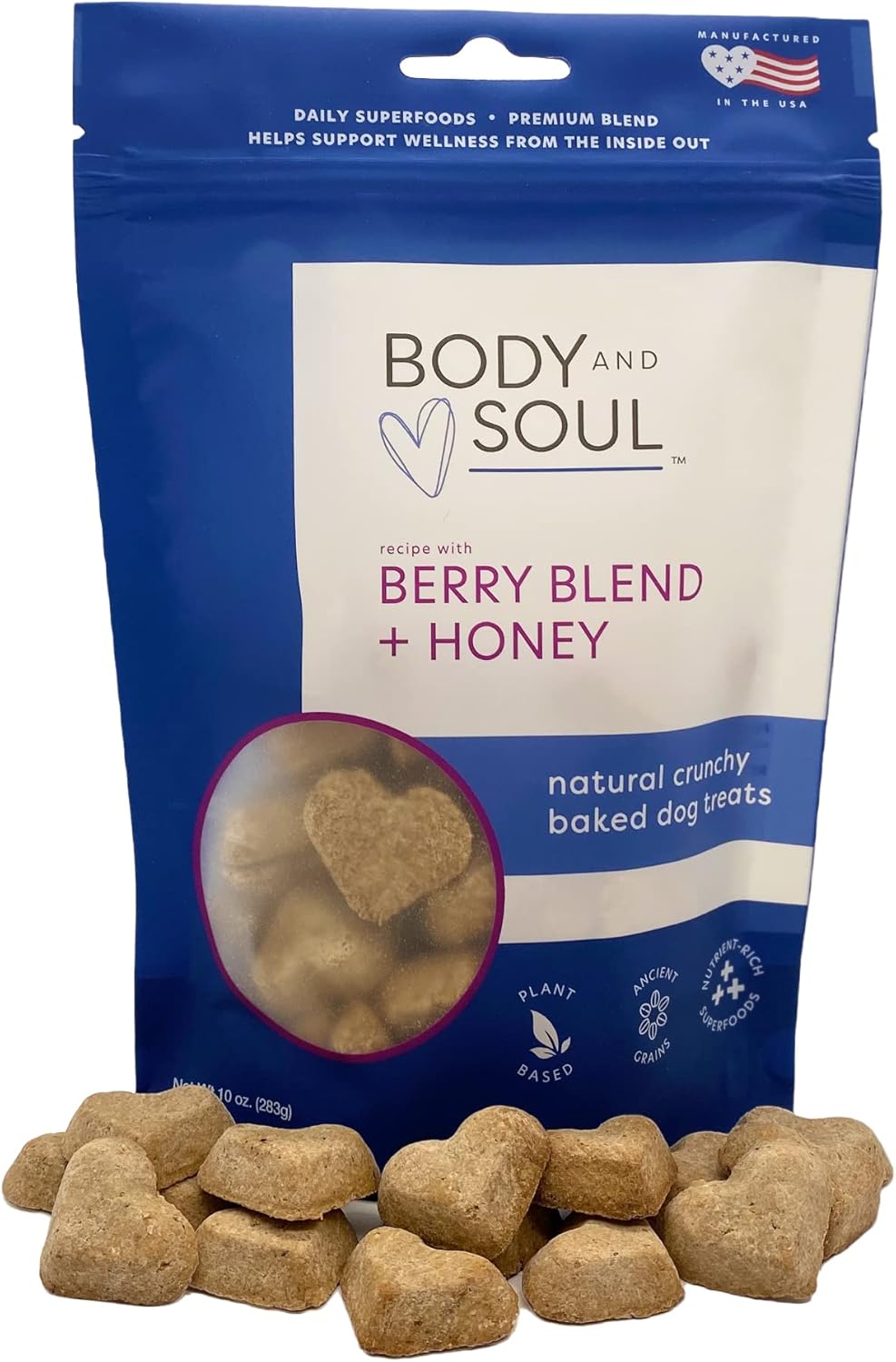 Body and Soul Pumpkin + Leafy Greens Crunchy Dog Treat - Superfood Biscuits Baked with Oats Barley & Quinoa - All-Natural Plant Based Clean Protein, No Additives or Fillers - Made in USA 2 Pack (20oz)