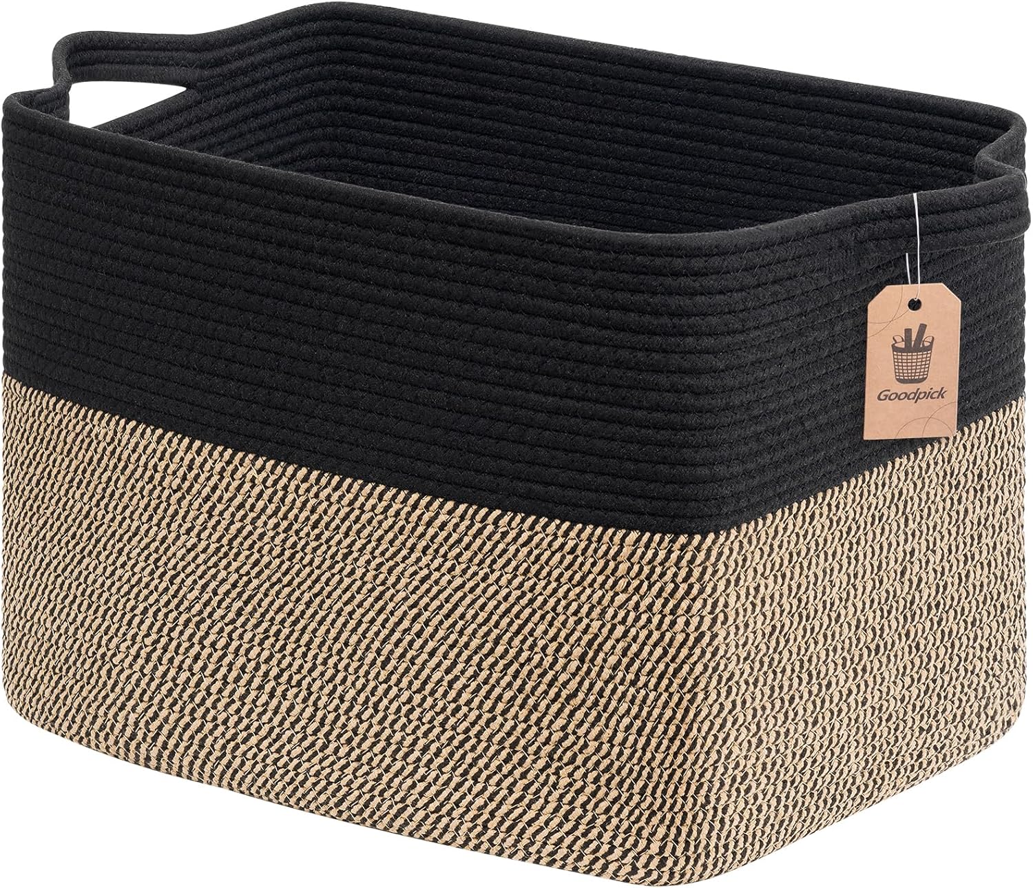 Goodpick Cube Storage Bins - Towel, Book, Cloth, Shoes, Closet Shelf Woven Baskets for Office, Baby Laundry, Toys, 13''x10''x9''