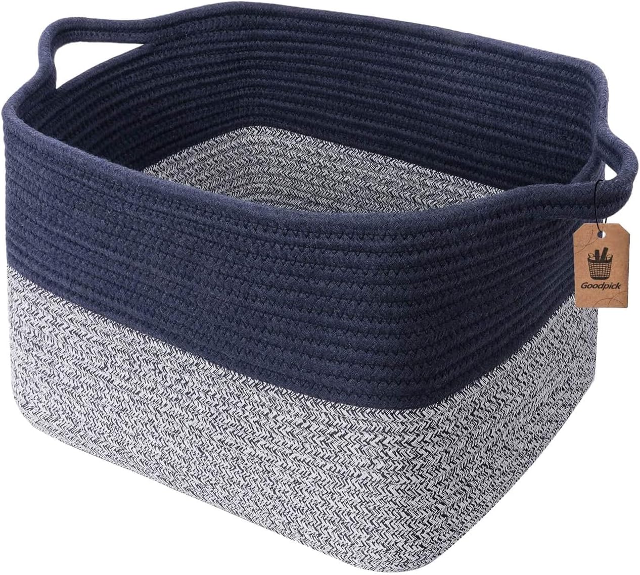 Goodpick Cube Storage Bins - Towel, Book, Cloth, Shoes, Closet Shelf Woven Baskets for Office, Baby Laundry, Toys, 13''x10''x9''