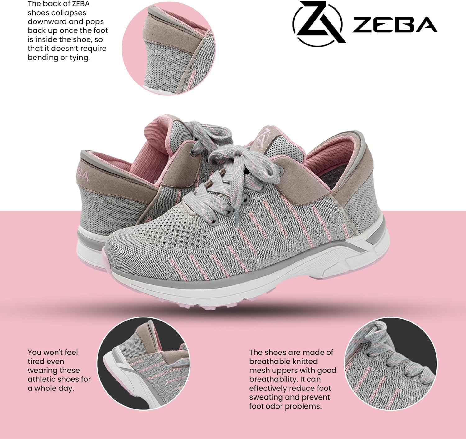 ZEBA Hands Free Slip on Sneakers for Women - Step Up Your Comfort and Style with Perfect Walking Shoes and Fashion Sneakers