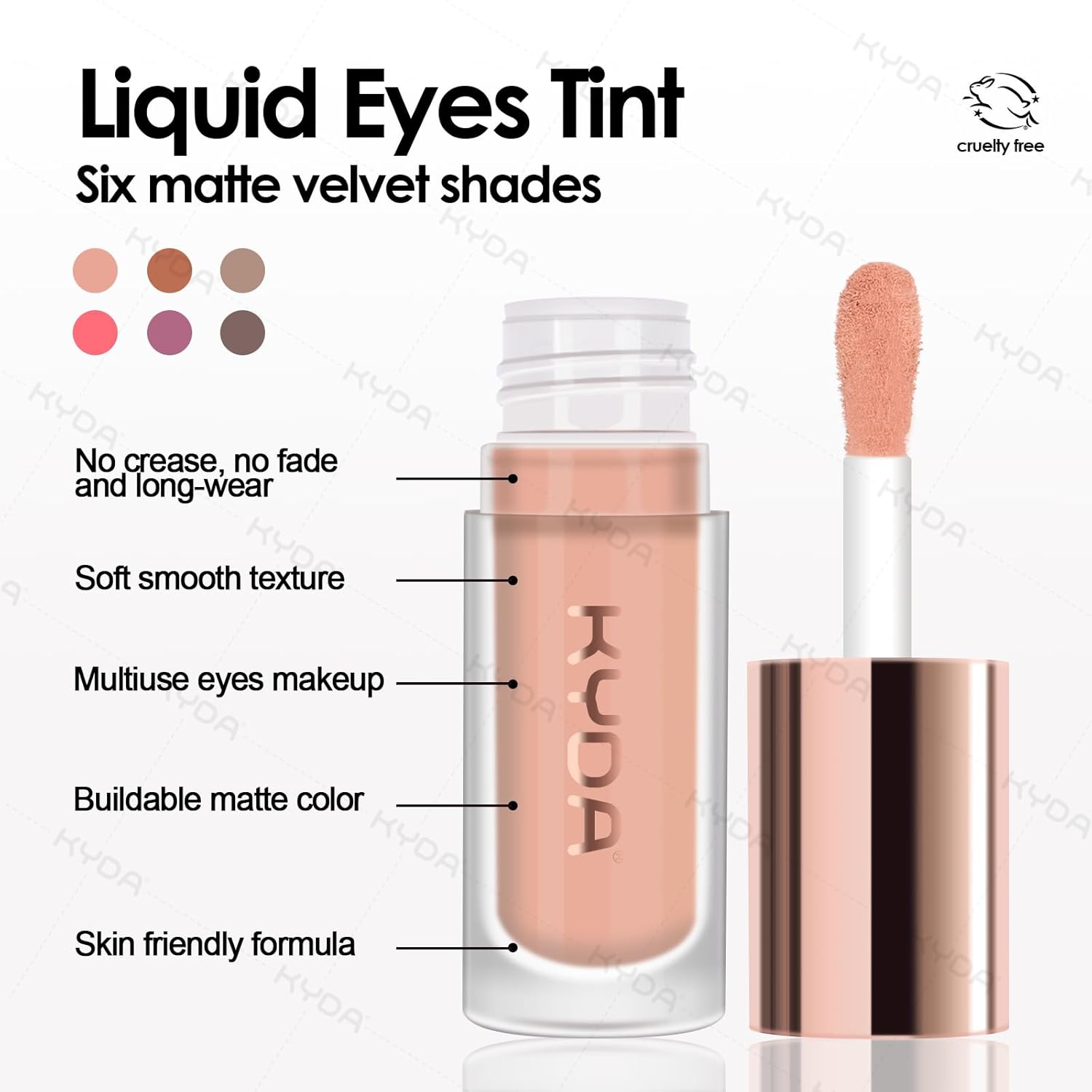 KYDA Liquid Matte Eyeshadow, Soft Matte Purple Eyeshadow, Long-wearing Crease-Resistant Velvet Eyes Tint, Smooth Cream-to-Powder Texture, Multiuse Makeup for Eyes, Cheeks and Lips