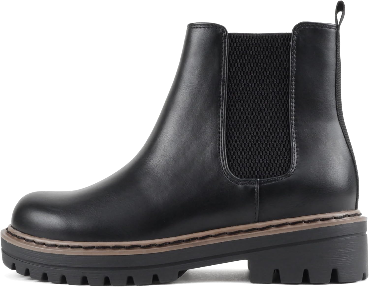 Soda Pilot ~ Women Lug Sole Low Heel Chelsea Fashion Ankle Bootie w/Double Elastic Gore