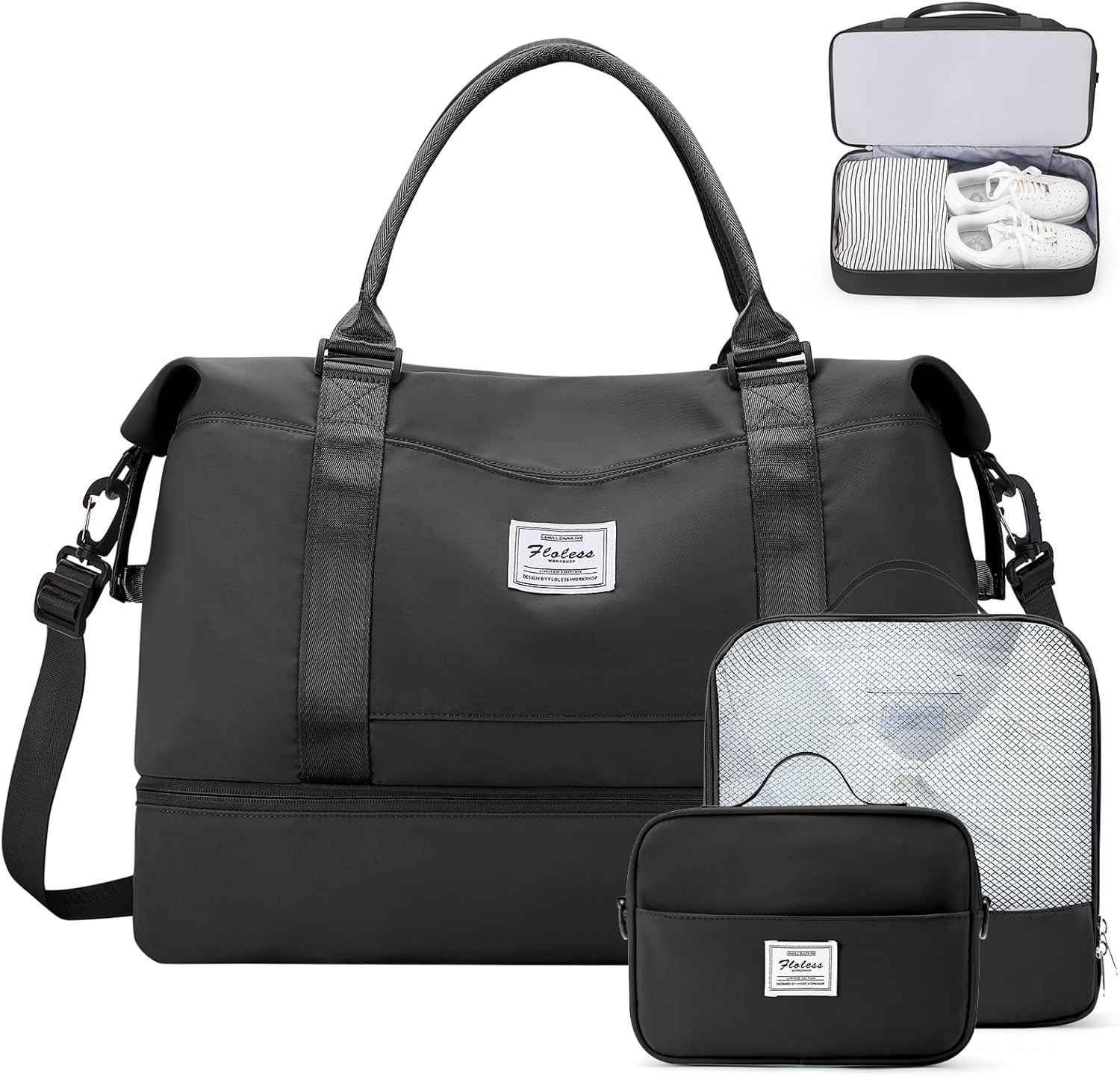 Weekender Bags for Women,Personal Item Travel Bag with Shoes Compartment,Overnight Travel Duffel Bag with Toiletry Bag