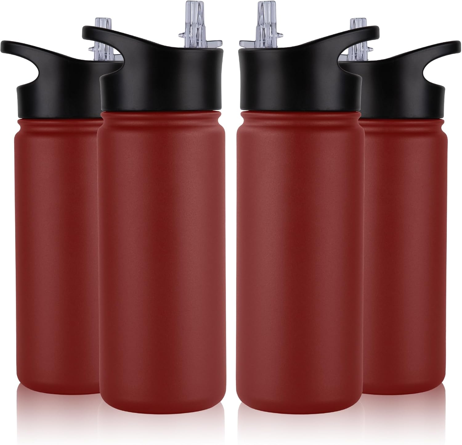 40 oz Insulated Water Bottle with Straw, Stainless Steel Sports Water Bottles with 2 Lids (Straw and Wide Mouth lid), Double Wall Vacuum, Leakproof, BPA-Free, Black