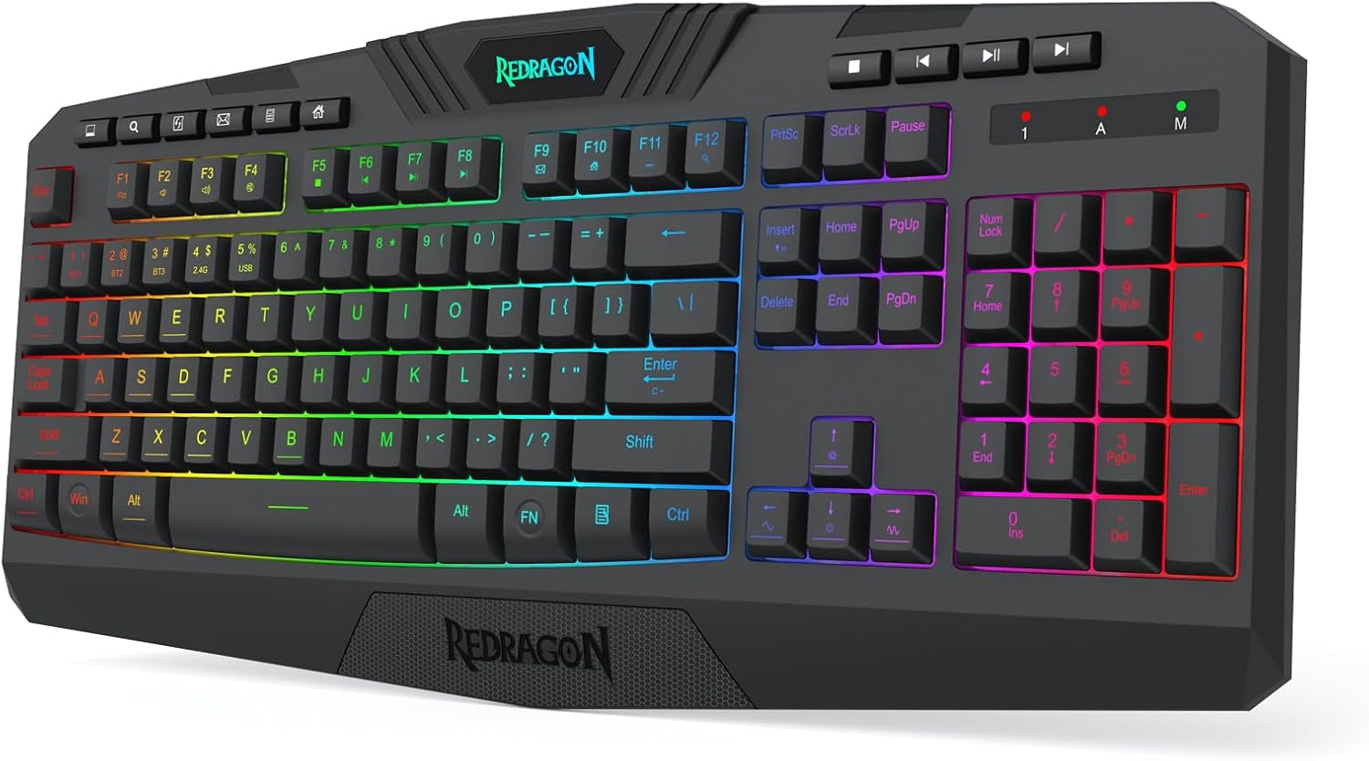 Redragon K521 Upgrade Rainbow LED Gaming Keyboard, 104 Keys Wired Mechanical Feeling Keyboard with Multimedia Keys, One-Touch Backlit, Anti-Ghosting, Compatible with PC, Mac, PS4/5, Xbox