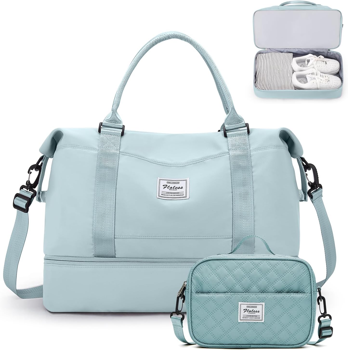 Weekender Bags for Women,Personal Item Travel Bag with Shoes Compartment,Overnight Travel Duffel Bag with Toiletry Bag