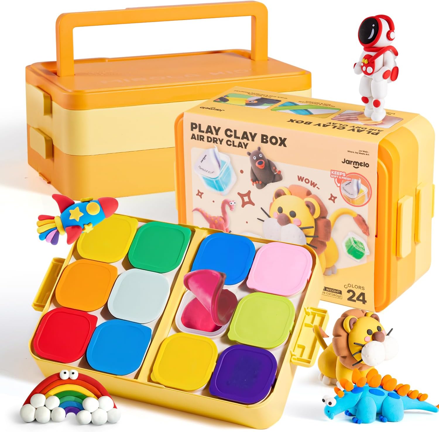 Air Dry Clay for Kids, 24 Colors Modeling Clay Kit with Storage Box & Sculpting Tools, Magic Molding Clay for Boys & Girls Crafts Gift, Age 6-12 Year Olds
