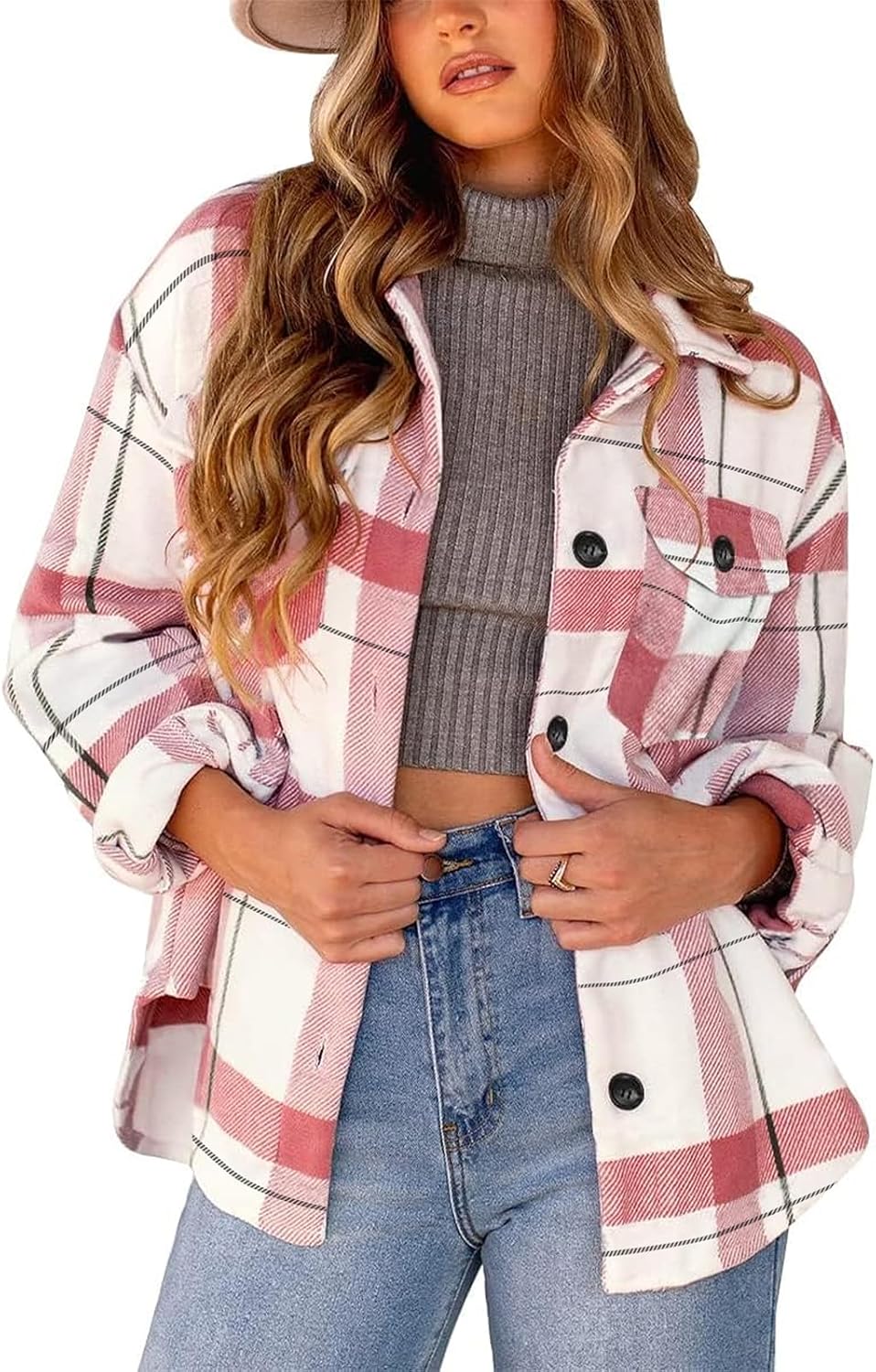 AUTOMET Shackets for Women Plaid Flannel Shirts Fall Winter Jackets Cute Tops Trendy Western Cowgirl Outfits Teen Girls Coats
