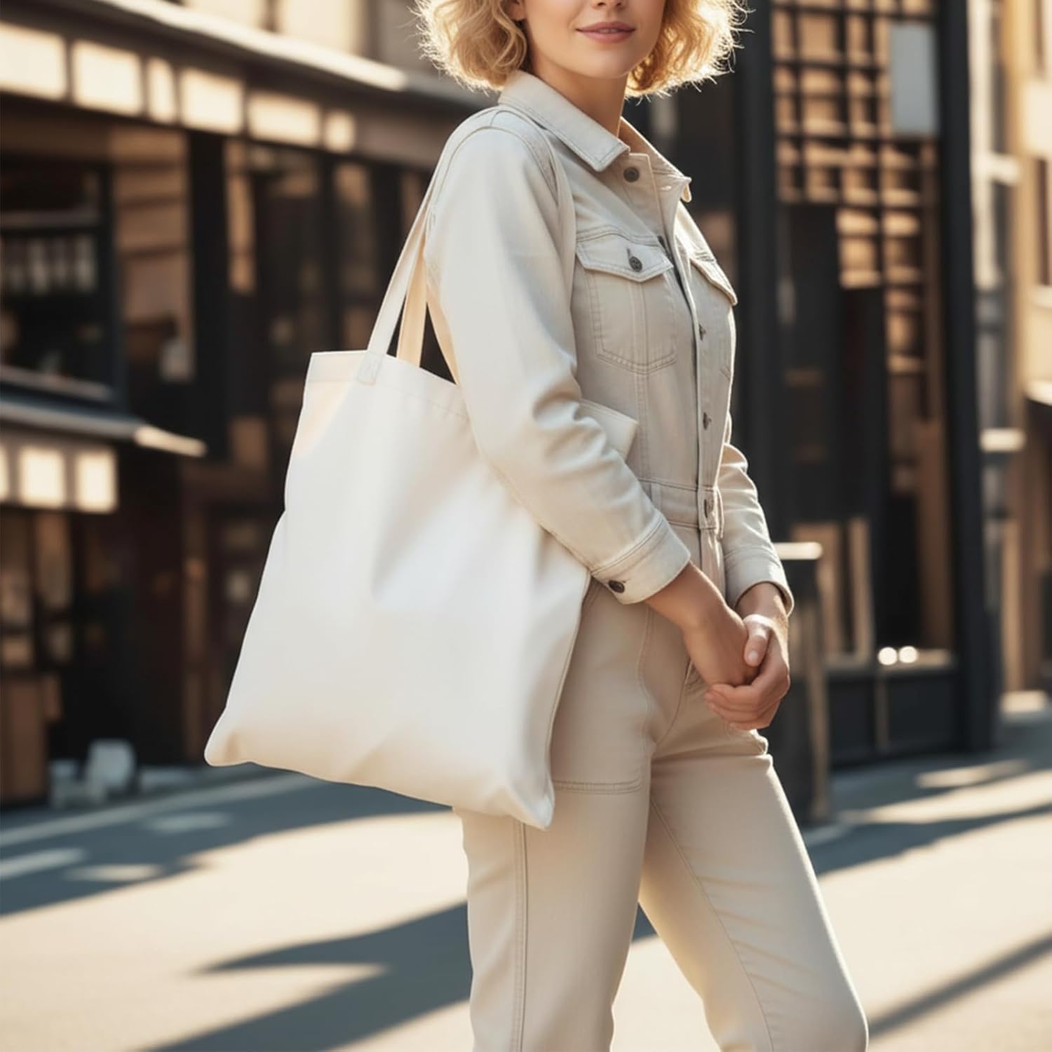 MOLOVA 1-200 Pack Available Premium Canvas Reusable Tote Gift Bags, Made of Natural Canvas with Handle, Work, DIY, Shopping