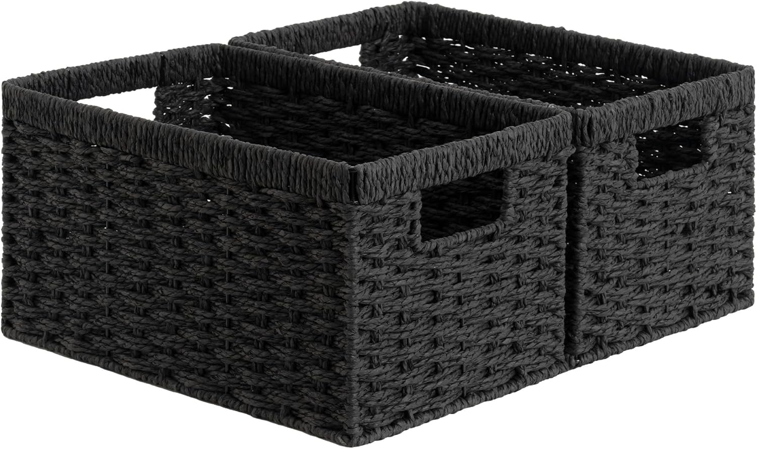 StorageWorks Wicker Basket, Baskets for Organizing, Storage Basket with Built-in Handles, Water Hyacinth Shelves (Medium 2-Pack, Natural Hyacinth)
