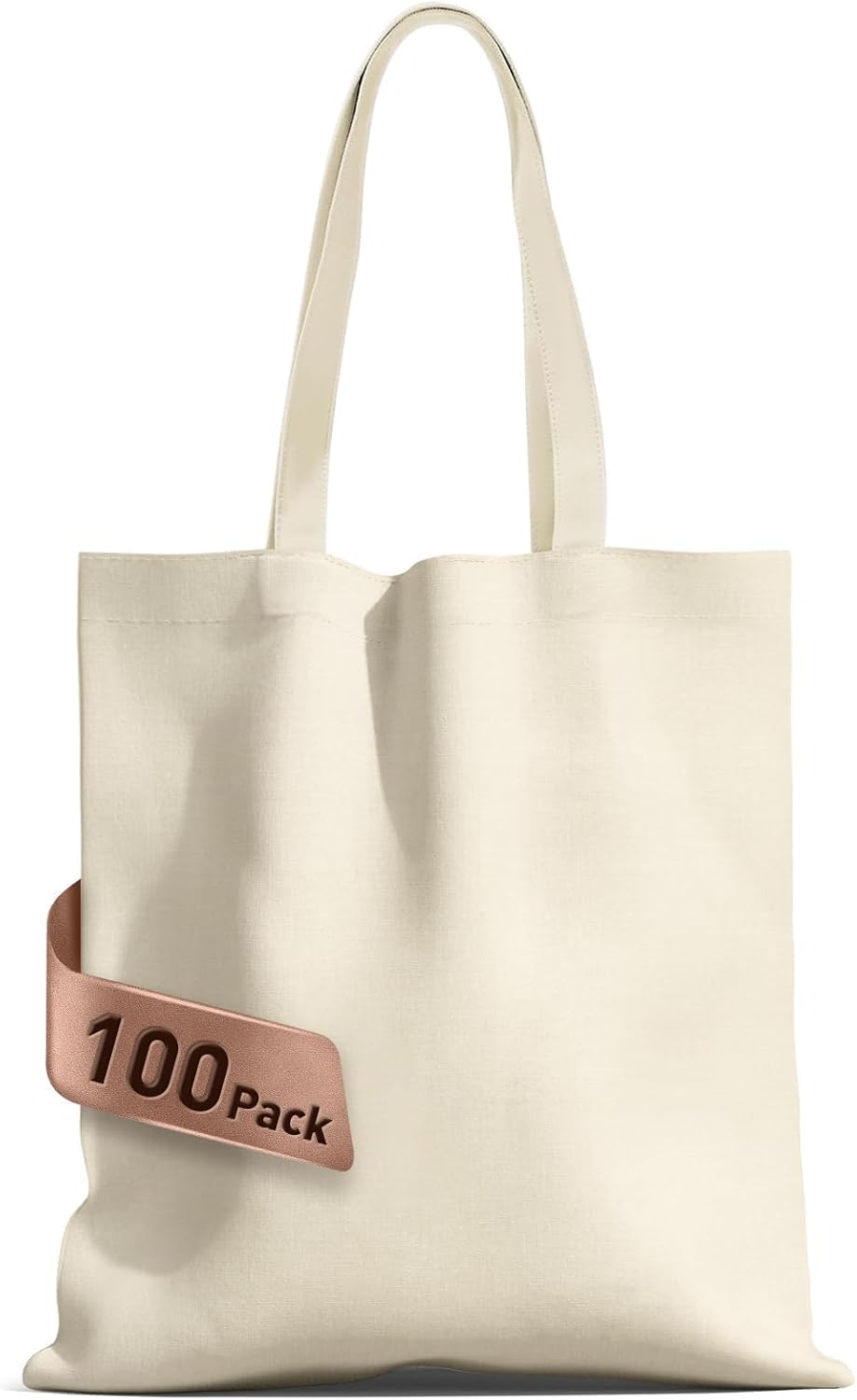 MOLOVA 1-200 Pack Available Premium Canvas Reusable Tote Gift Bags, Made of Natural Canvas with Handle, Work, DIY, Shopping