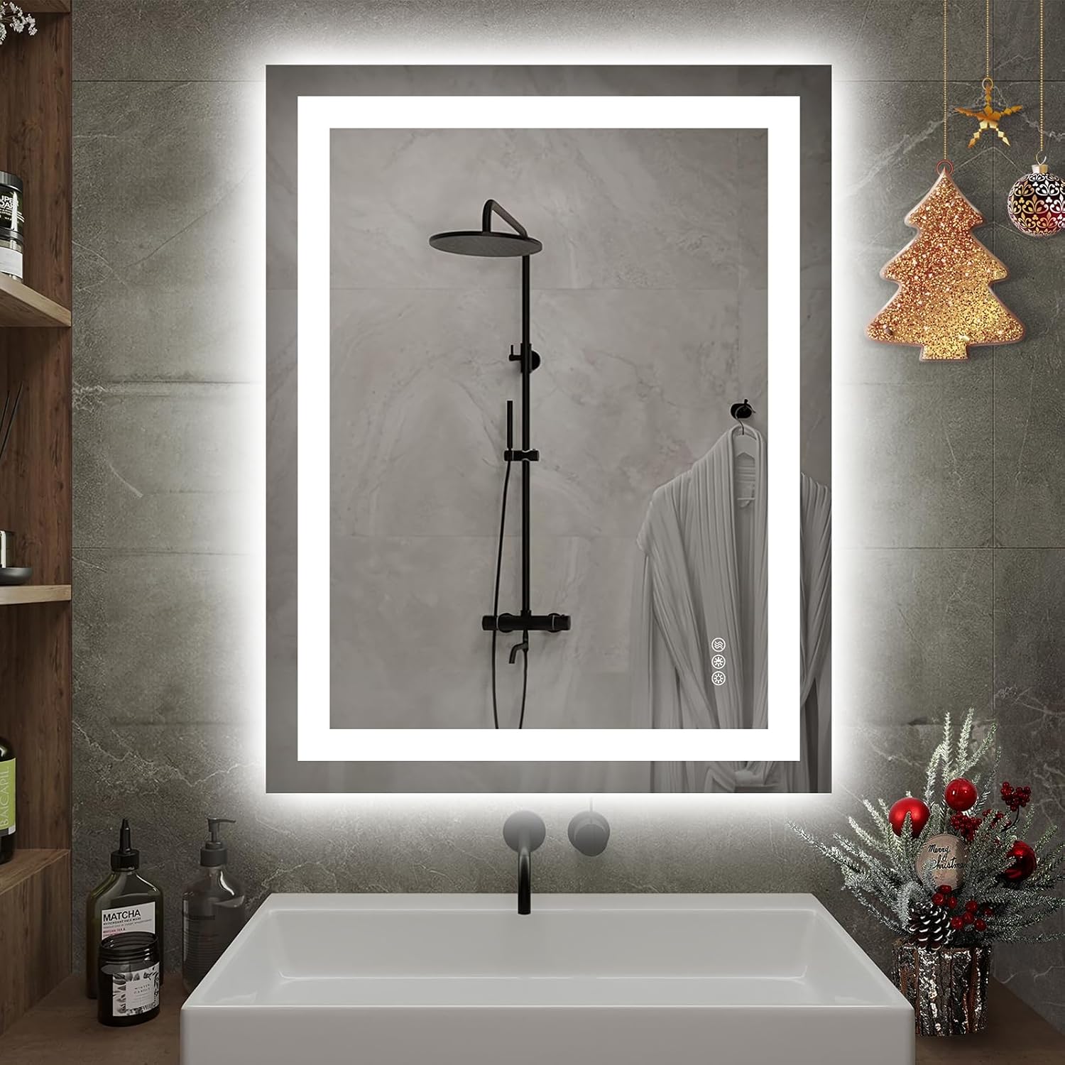 40X32 LED Bathroom Mirror with Lights, Anti-Fog, Dimmable, Backlit + Front Lit, Smart Bathroom Vanity Mirror, Memory Function, Shatterproof, Tempered Glass (Horizontal/Vertical)