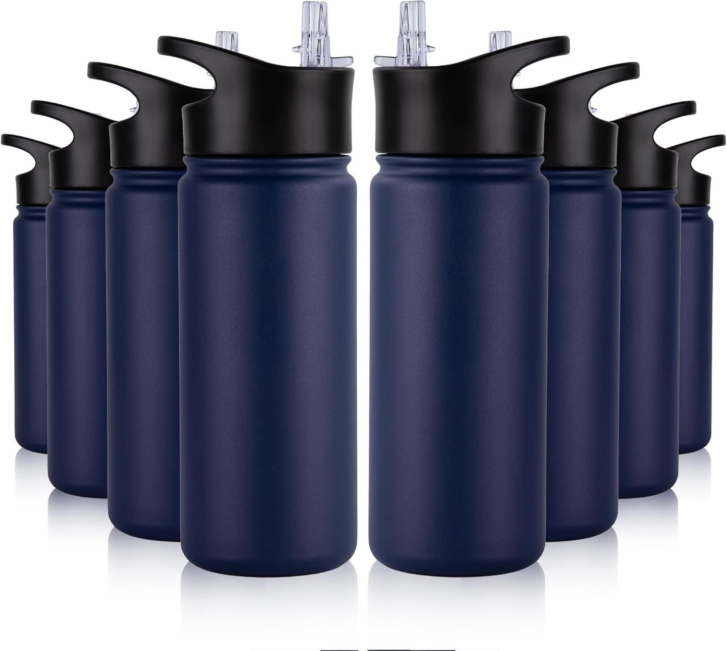 40 oz Insulated Water Bottle with Straw, Stainless Steel Sports Water Bottles with 2 Lids (Straw and Wide Mouth lid), Double Wall Vacuum, Leakproof, BPA-Free, Black