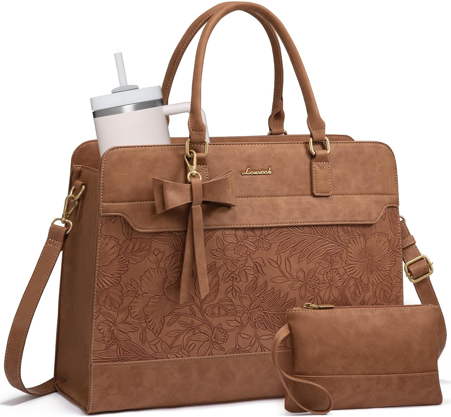 LOVEVOOK Laptop Tote Bag for Women,Leather Work Bag, Waterproof Business Teacher Bag,Large Computer Handbag Purse Briefcase,Office Gifts for Women