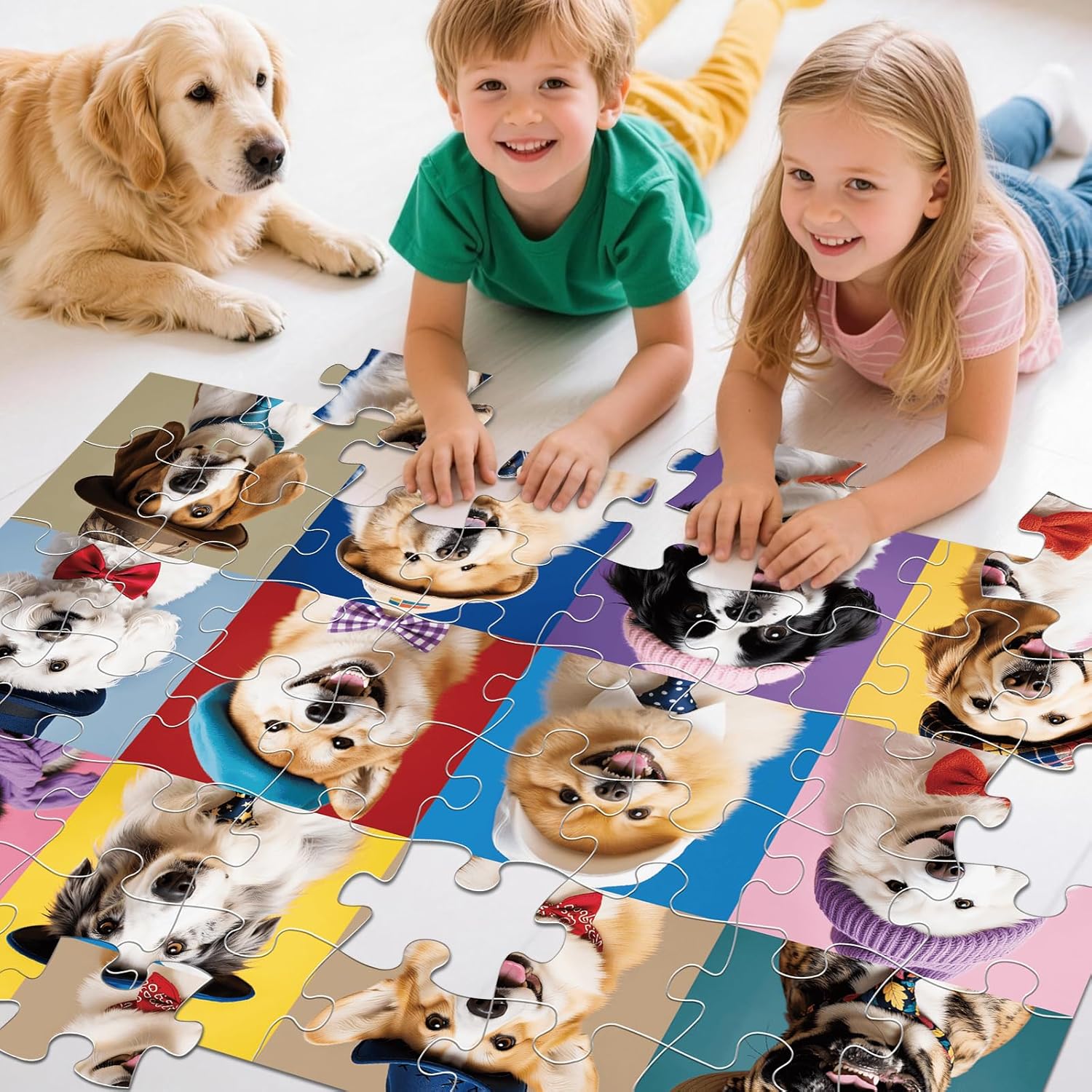 Jumbo Floor Puzzle for Kids,48 Piece Funny Dog Jigsaw Puzzles,Learning Educational Toys for Toddlers Ages 3-5,Puppy Theme Puzzles Children Gift for Boy Girl Ages 4-8
