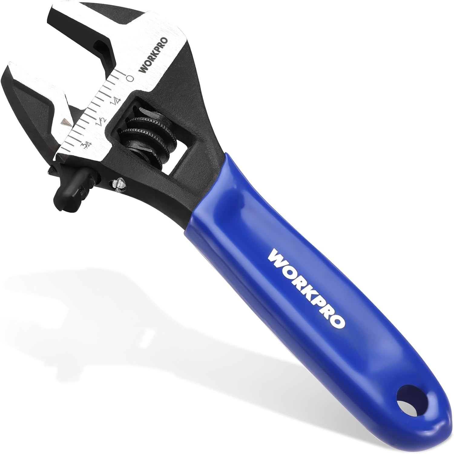 WORKPRO 2-Piece Adjustable Wrench Set, 6-Inch & 10-Inch Wide Jaw Black Oxide Wrench, Cr-V Steel, Metric & SAE Scales, Max Jaw Opening 15/16