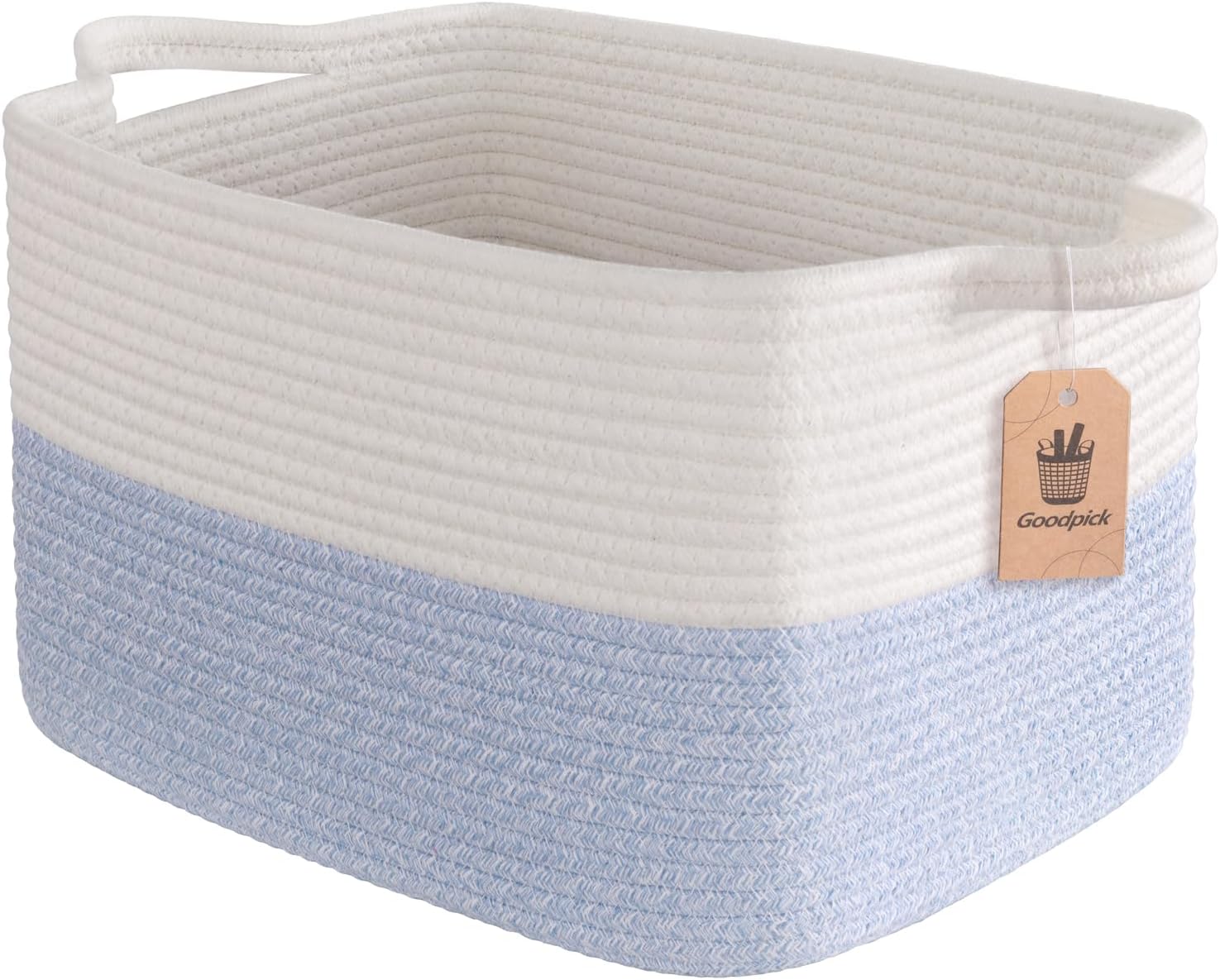 Goodpick Cube Storage Bins - Towel, Book, Cloth, Shoes, Closet Shelf Woven Baskets for Office, Baby Laundry, Toys, 13''x10''x9''