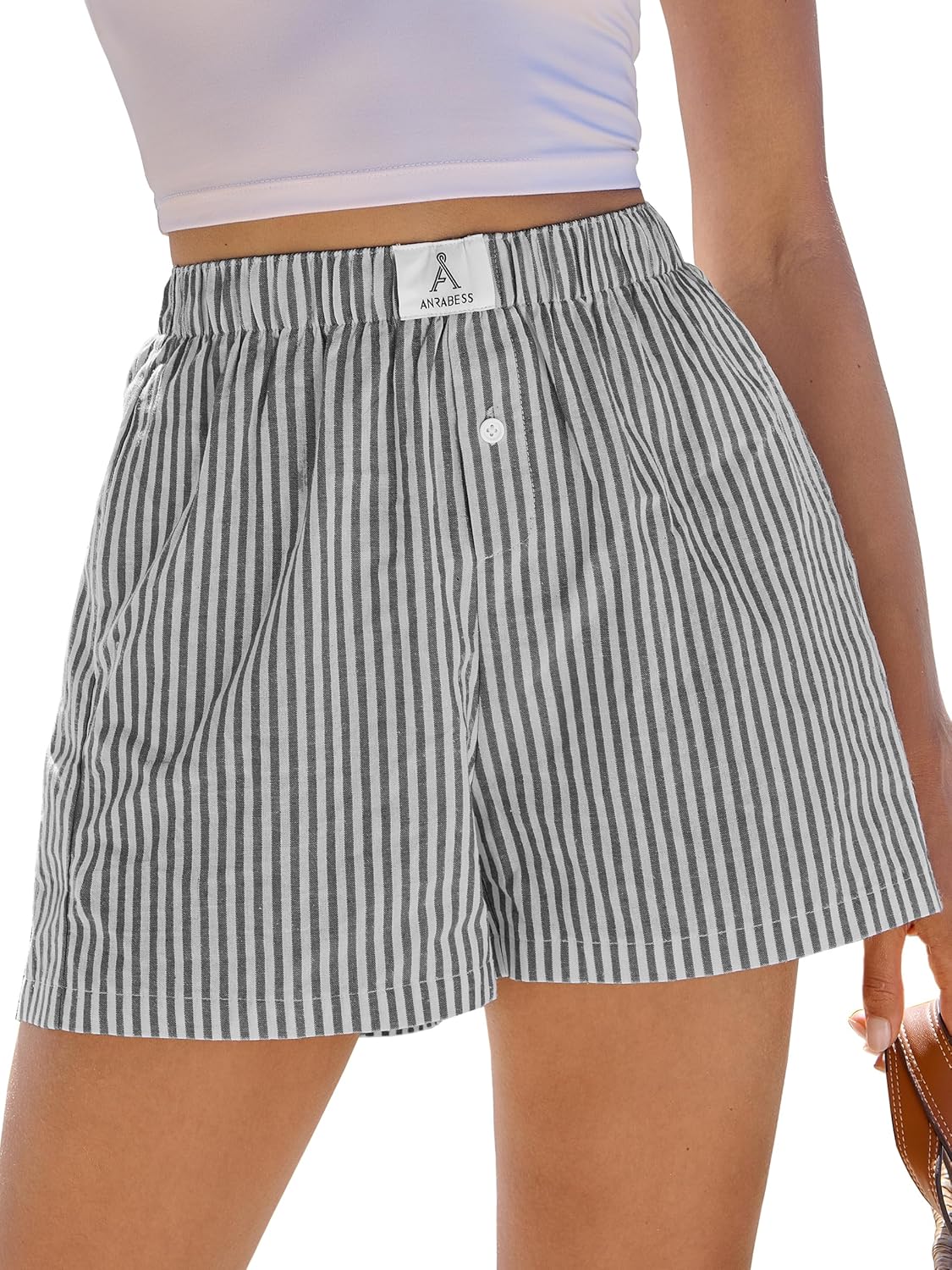 ANRABESS Boxer Shorts for Women Gingham Pajama 2026 Summer Casual Lounge Sleep Plaid Shorts Y2K Beach Bottoms