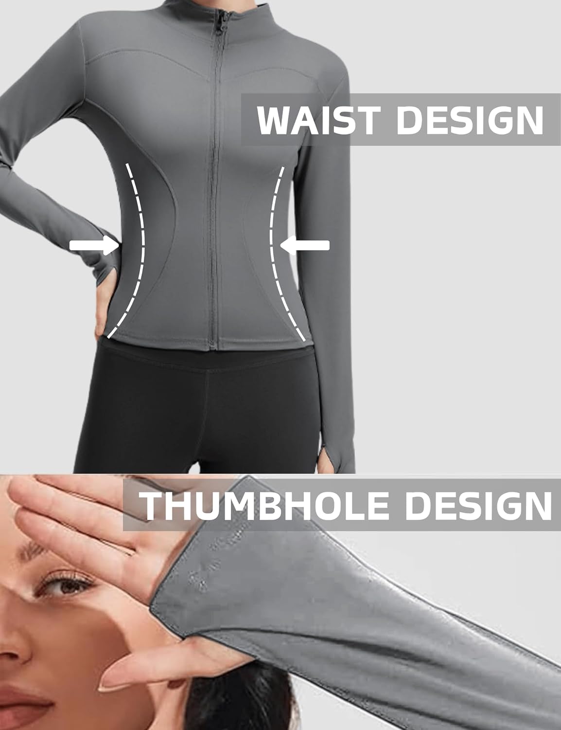 Athletic Jackets For Women Full Zip, Lightweight Long Sleeve Workout Jackets With Thumb Holes