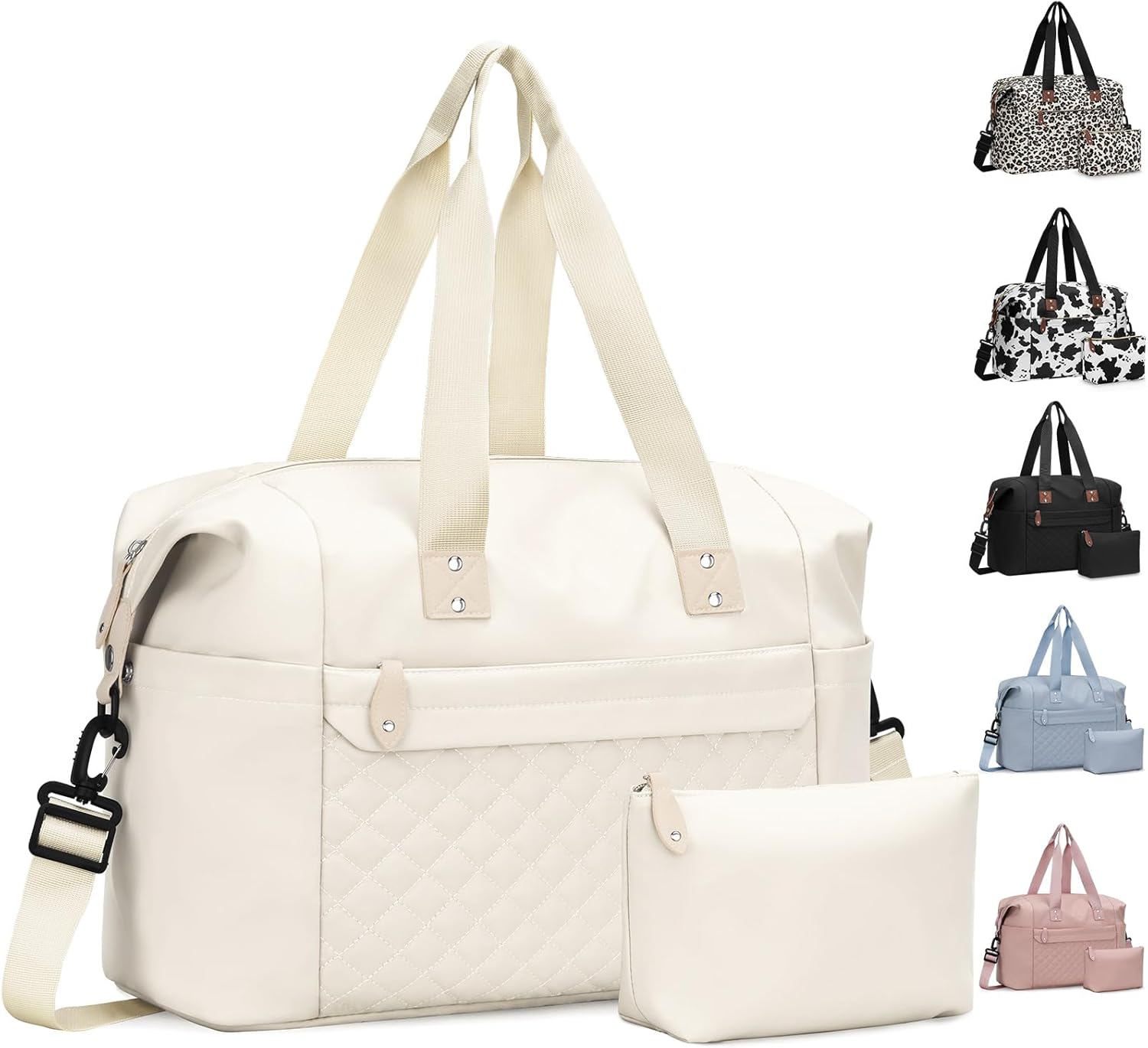 Travel Duffle Bag, Waterproof Weekender Overnight Hospital Bags for Women Men with Toiletry Bag Lightweight Carry on Personal Item Duffle Gym Bag for Travel, Airplanes, Sports