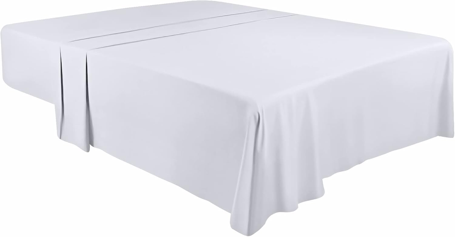 Utopia Bedding Flat Sheet - 1 Pack (Queen, White) - Soft Brushed Microfiber Fabric - Shrinkage & Fade Resistant Top Sheet - Easy Care Bed Sheet