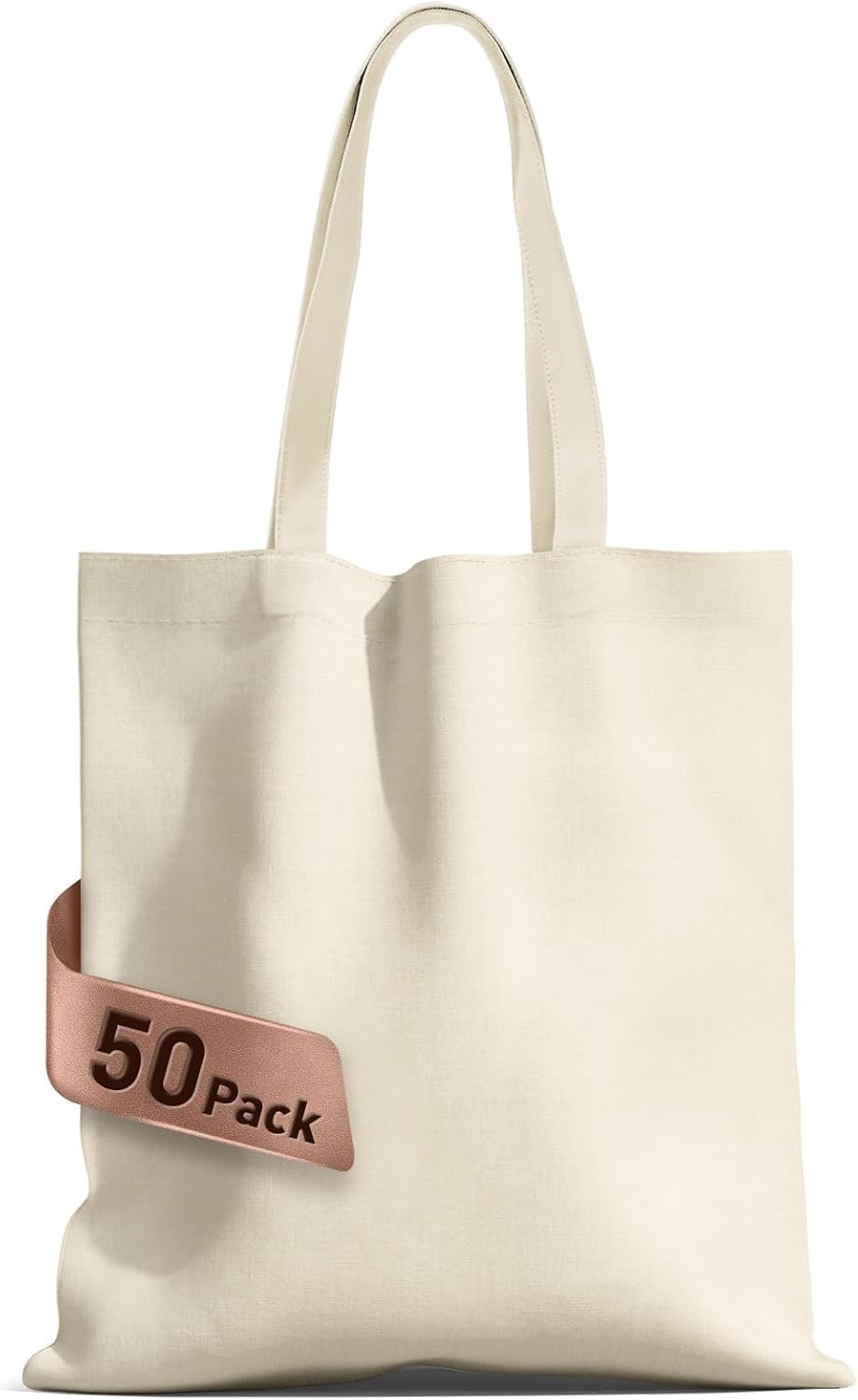 MOLOVA 1-200 Pack Available Premium Canvas Reusable Tote Gift Bags, Made of Natural Canvas with Handle, Work, DIY, Shopping