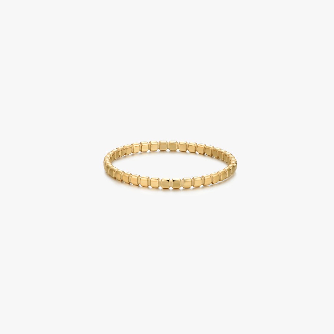 Thin Beaded Band Gold Ring